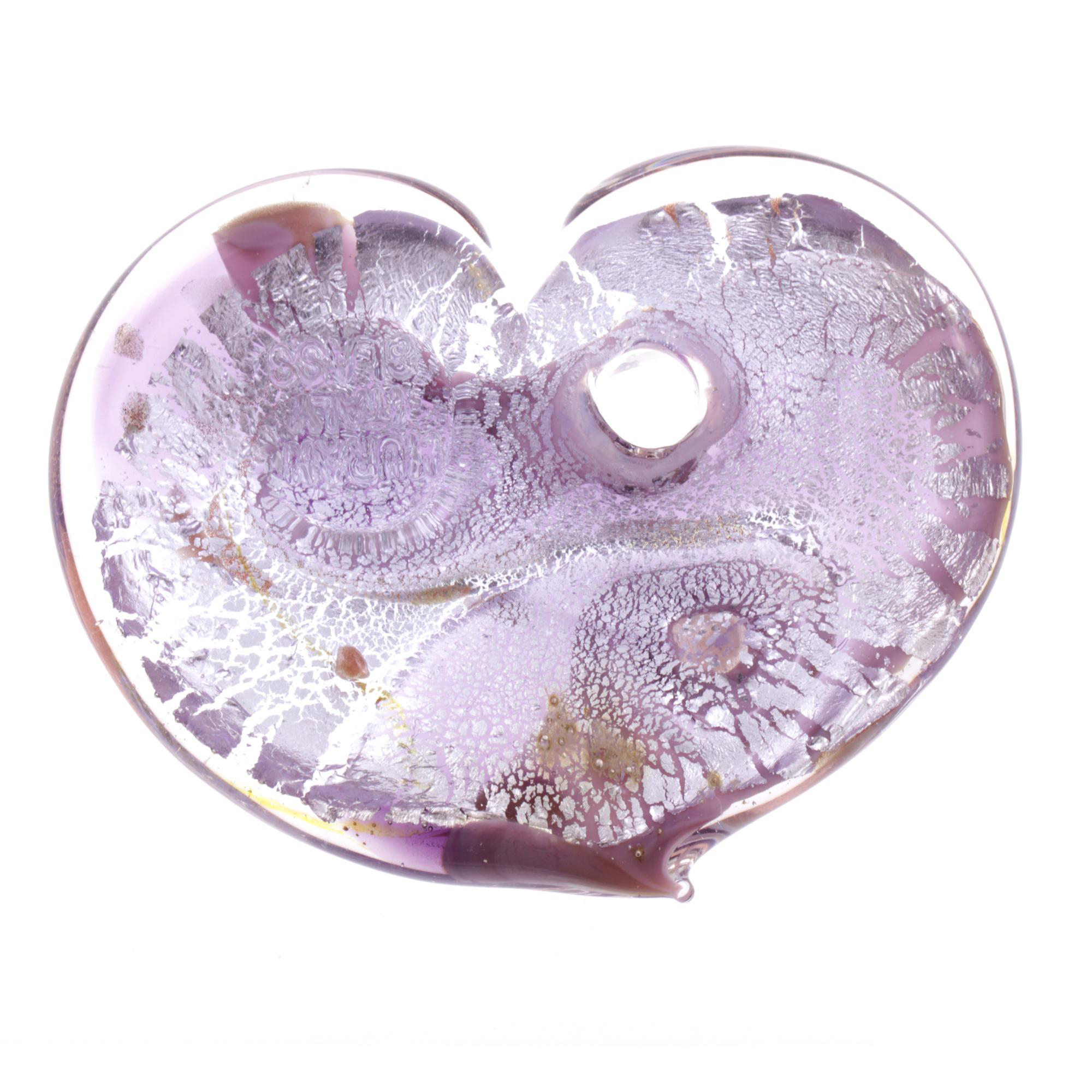 Wundervoll großer Herz Anhänger "Animo" Murano Glas-amethist-silber