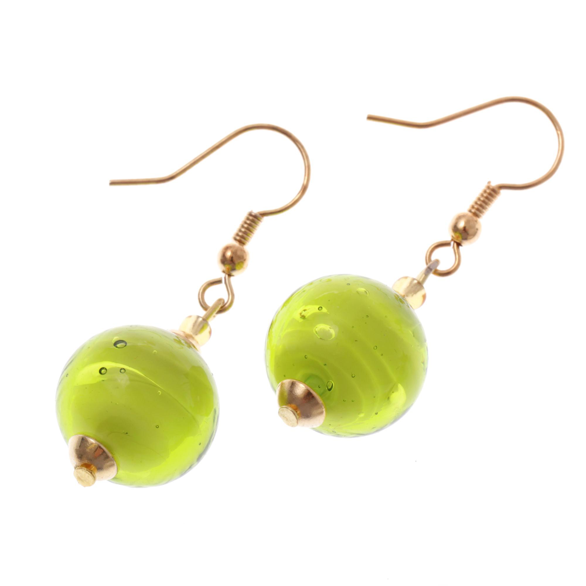 Murano Glas Ohrhänger "Verona" Ohrschmuck-grün-gold