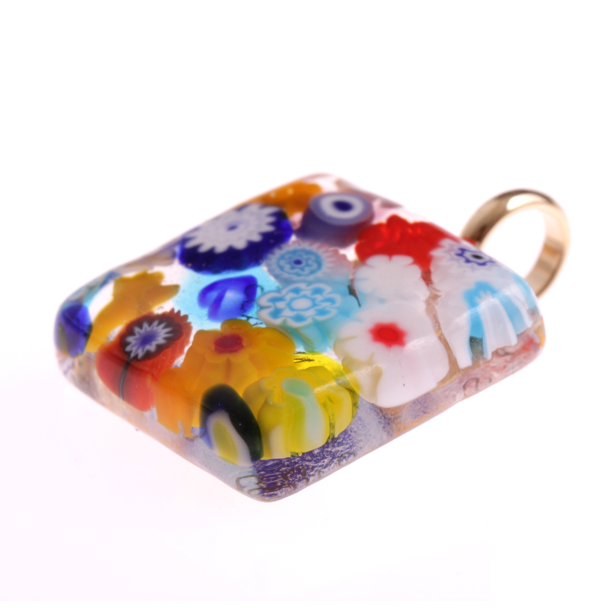 Murano Glas Anhänger "Violetta" -mille fiori gold