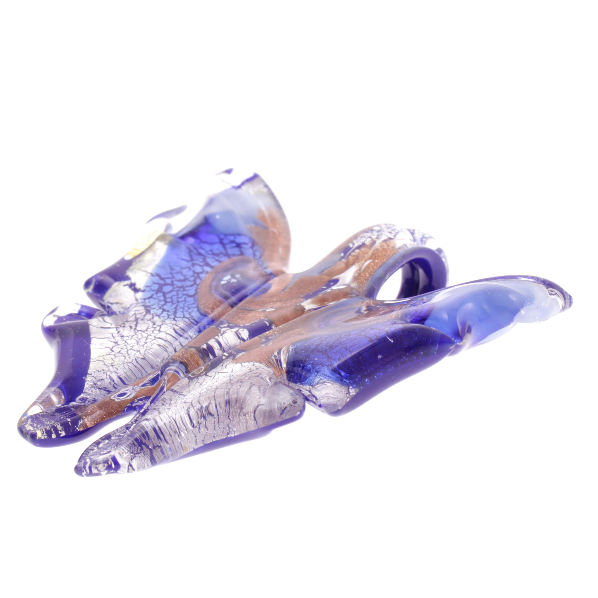 Ein Murano Glas Schmetterling "Farfalla" Anhänger-blau-silber
