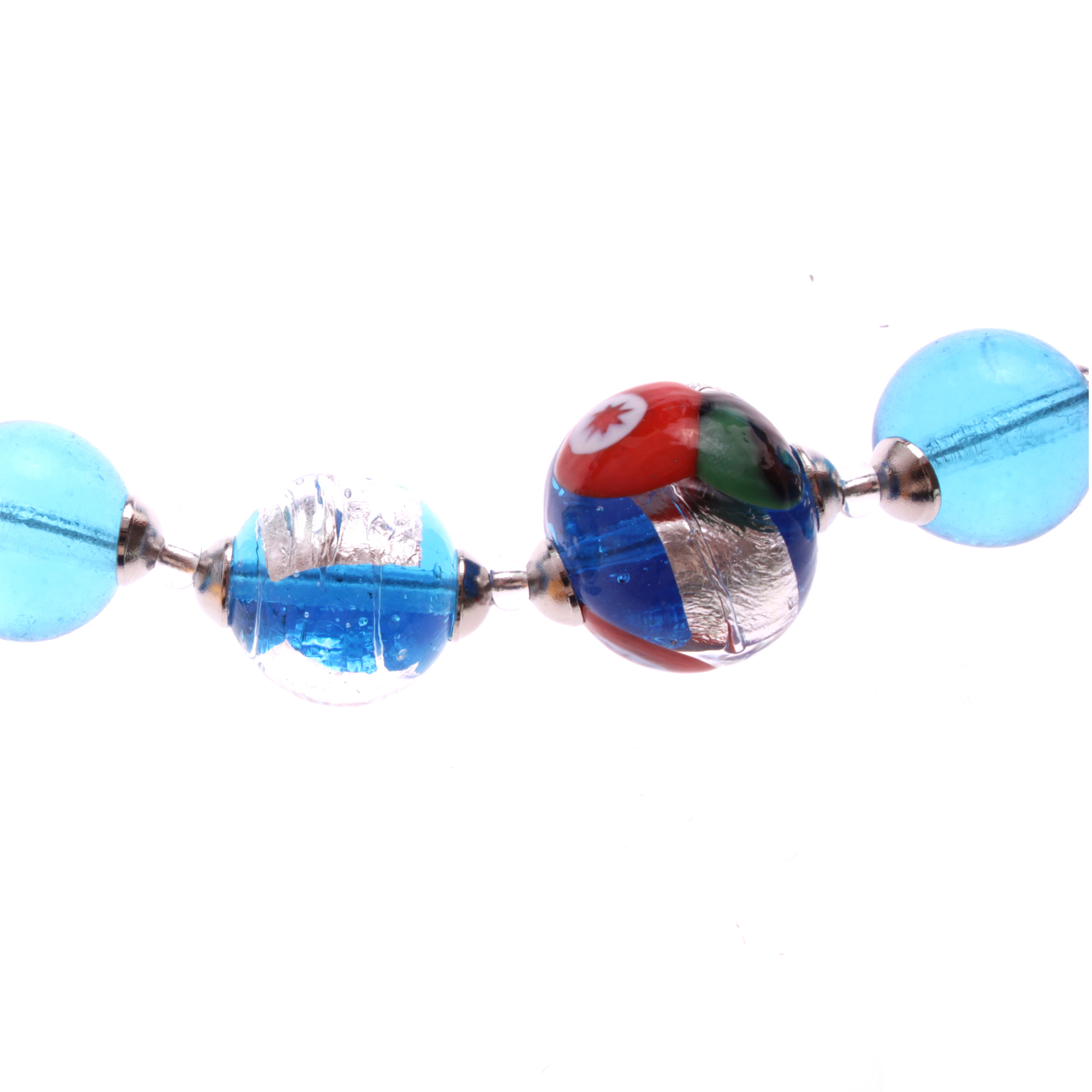 Exklusives Mille Fiori Collier Model "Birna" -blau-silber