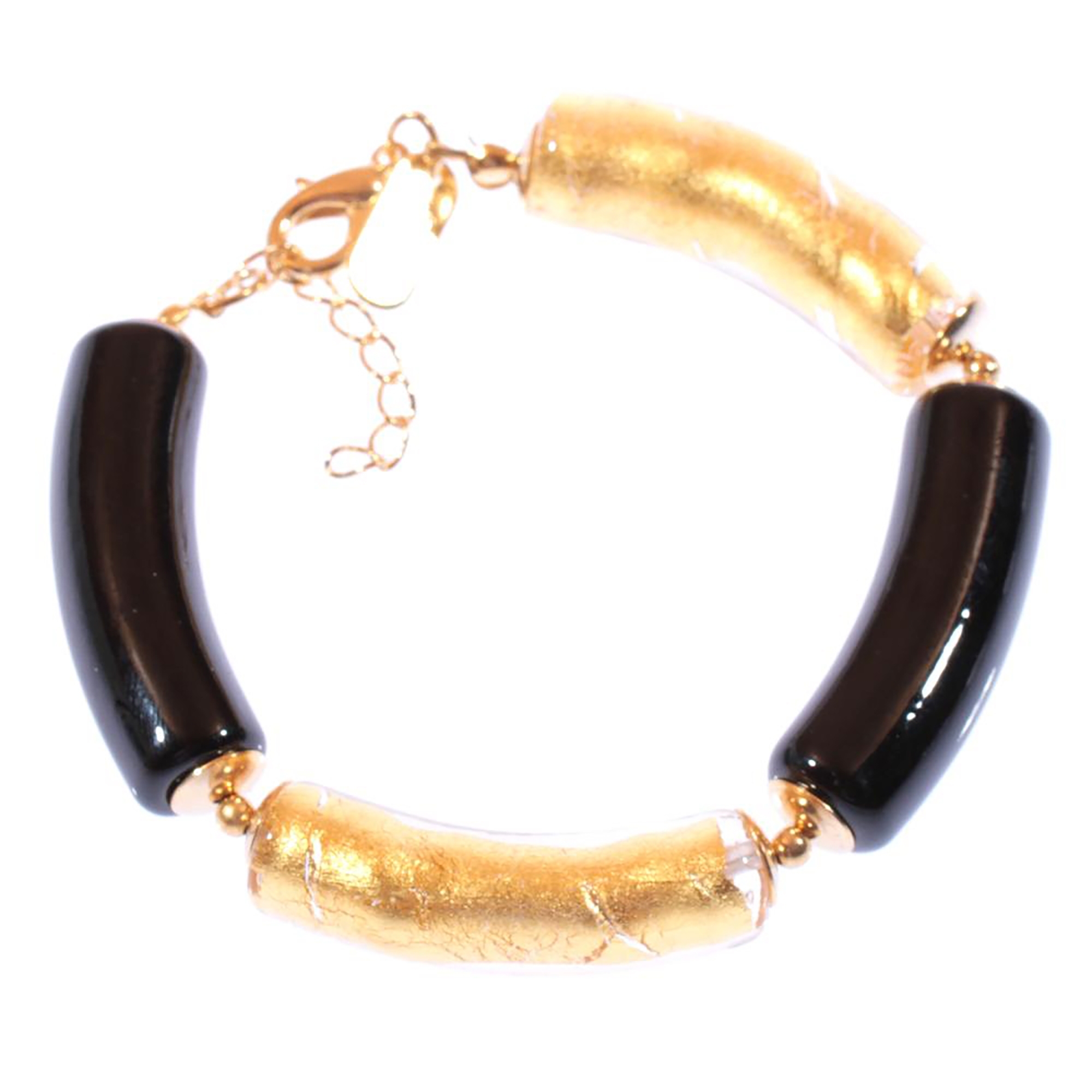 Armband Murano Glas "Lea" schwarz-gold