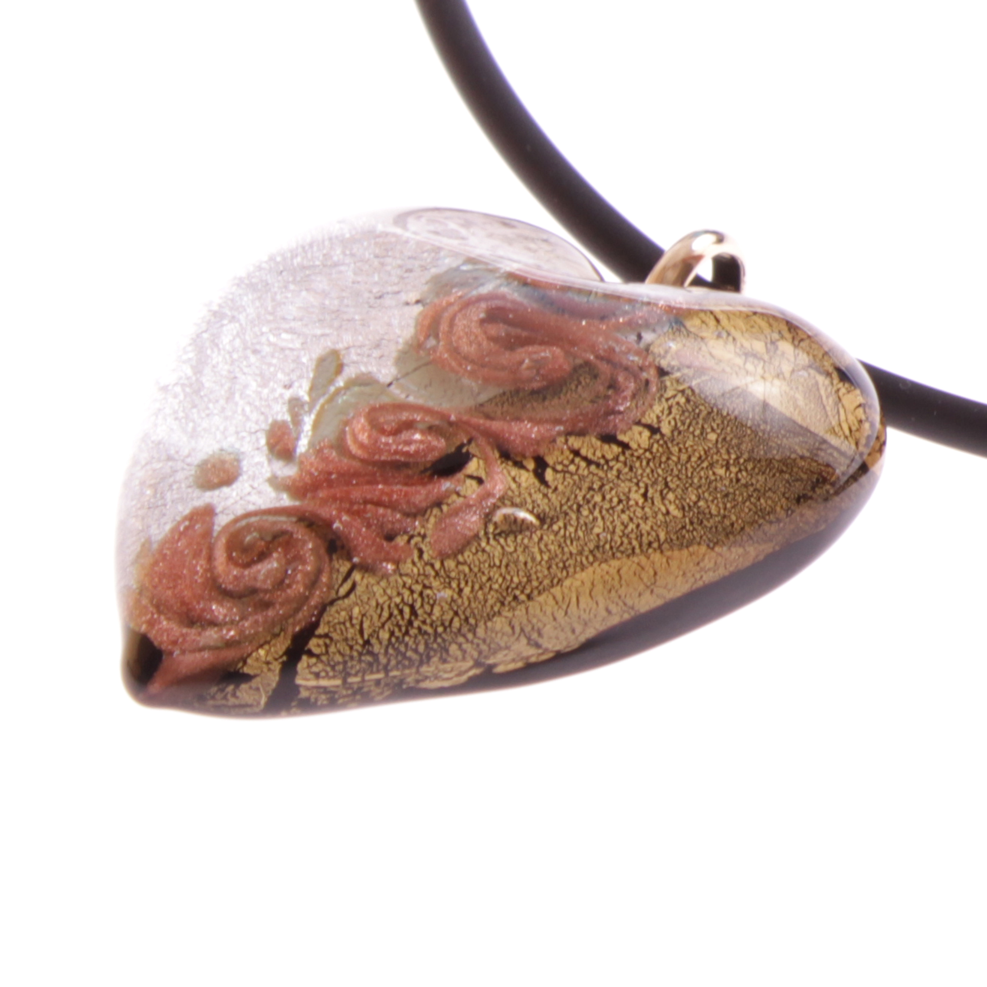 Muranoglas Herz "Girello medium" Top Optik! -gold-silber