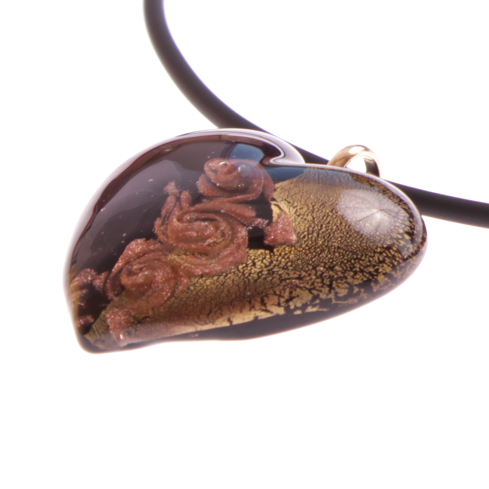 Muranoglas Herz "Girello medium" Top Optik! -schwarz-gold