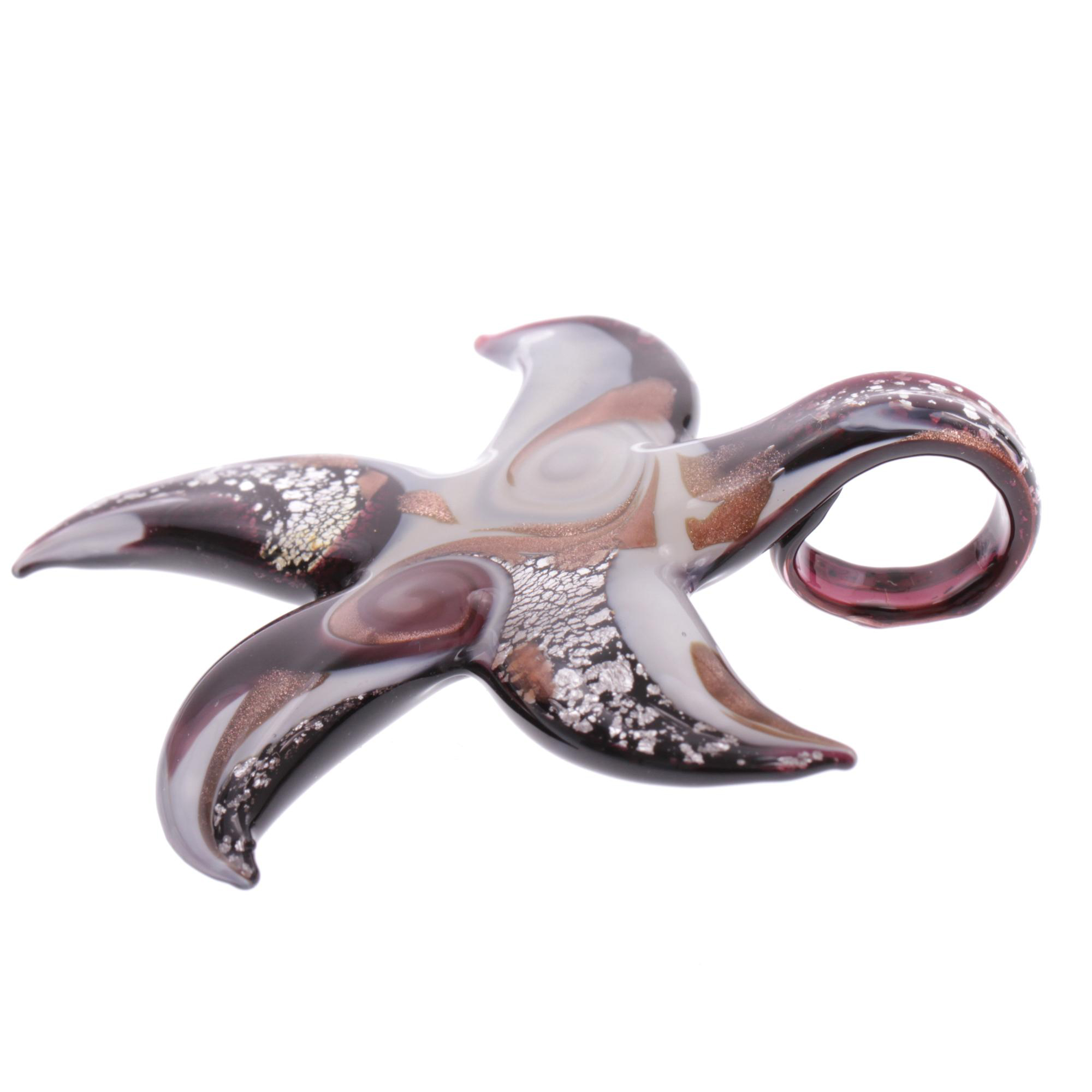 Murano Glas Seestern "Facella" Anhänger-lila silber