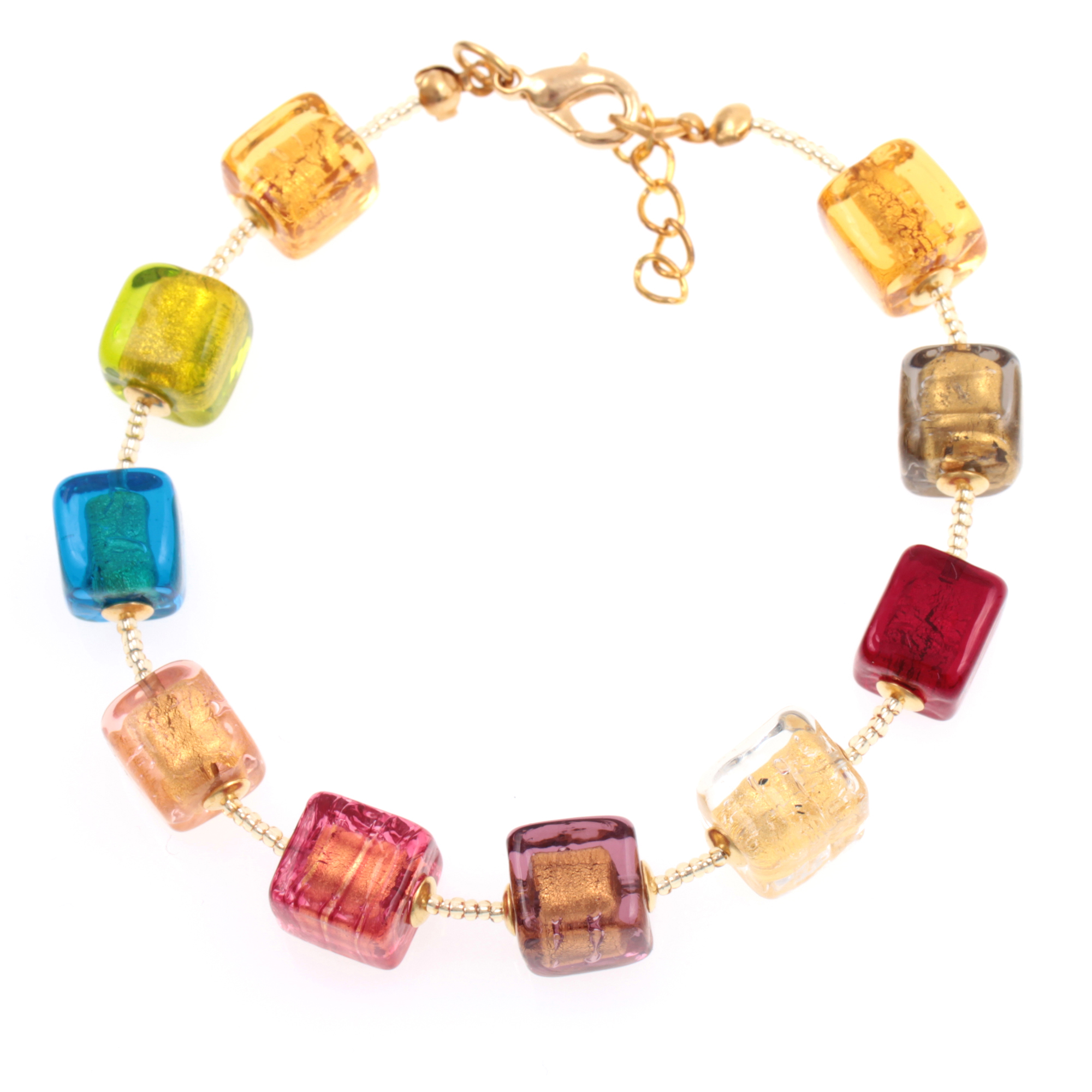 "Quadro" Murano Glas Armband-bunt-gold