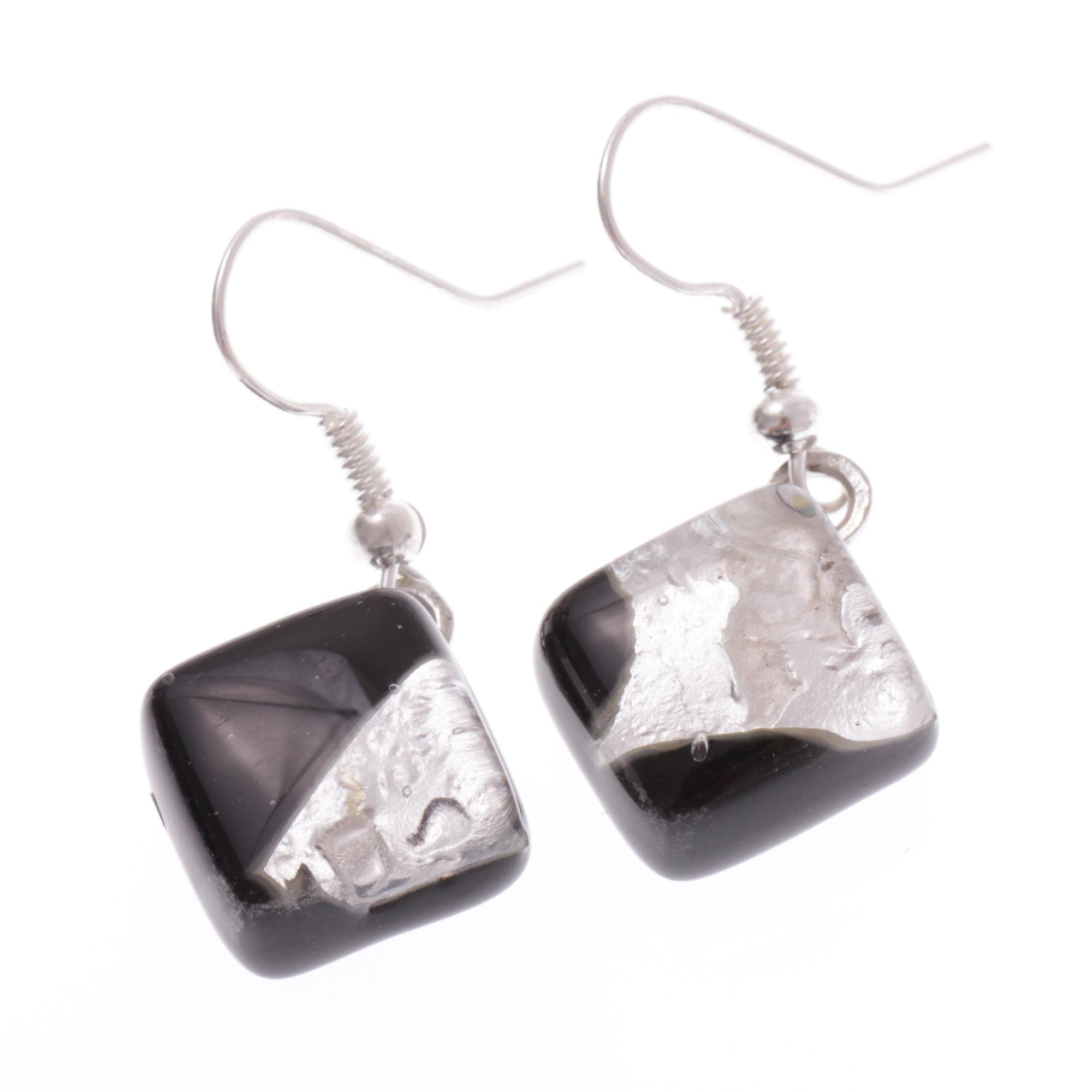 Ohrhaken Murano Glas "Ashley" Ohrschmuck-schwarz