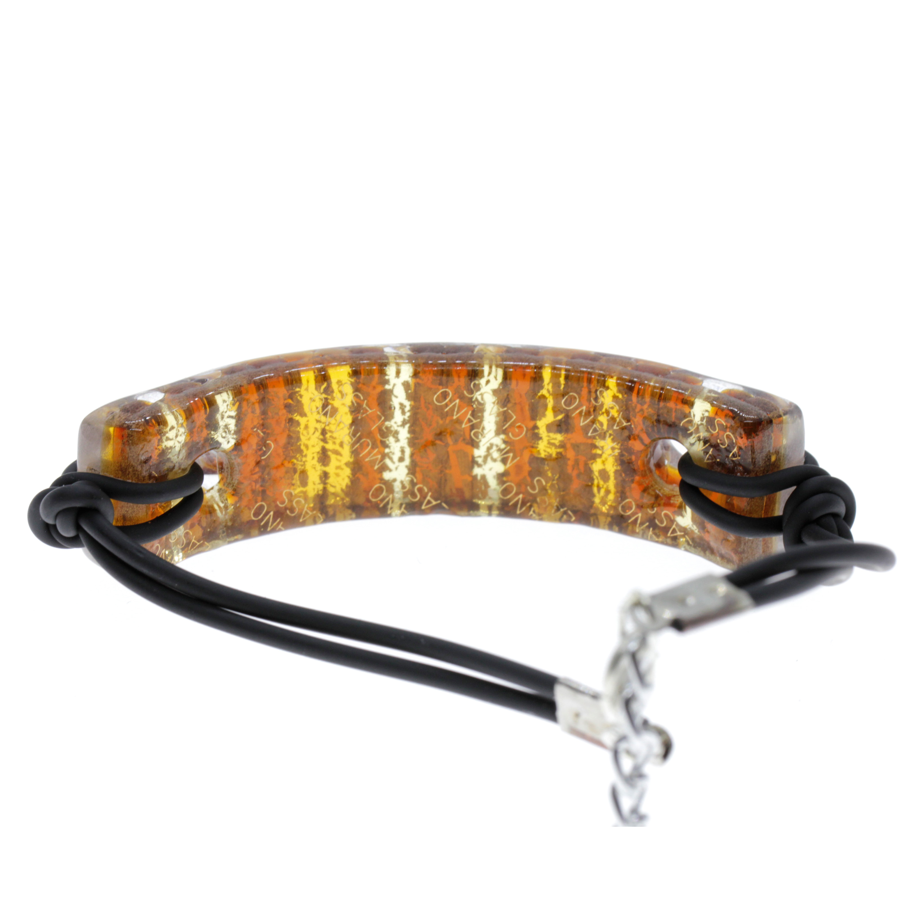 Murano Glas Armband "Livorno"- amber Streifen