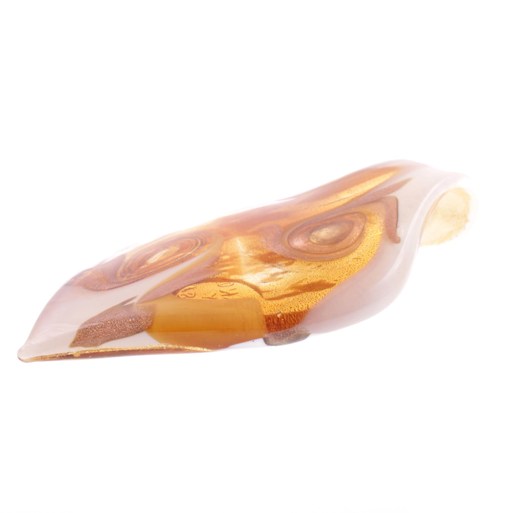 Ein großes Murano Glas Blatt "Pala Grande" Anhänger-amber-gold