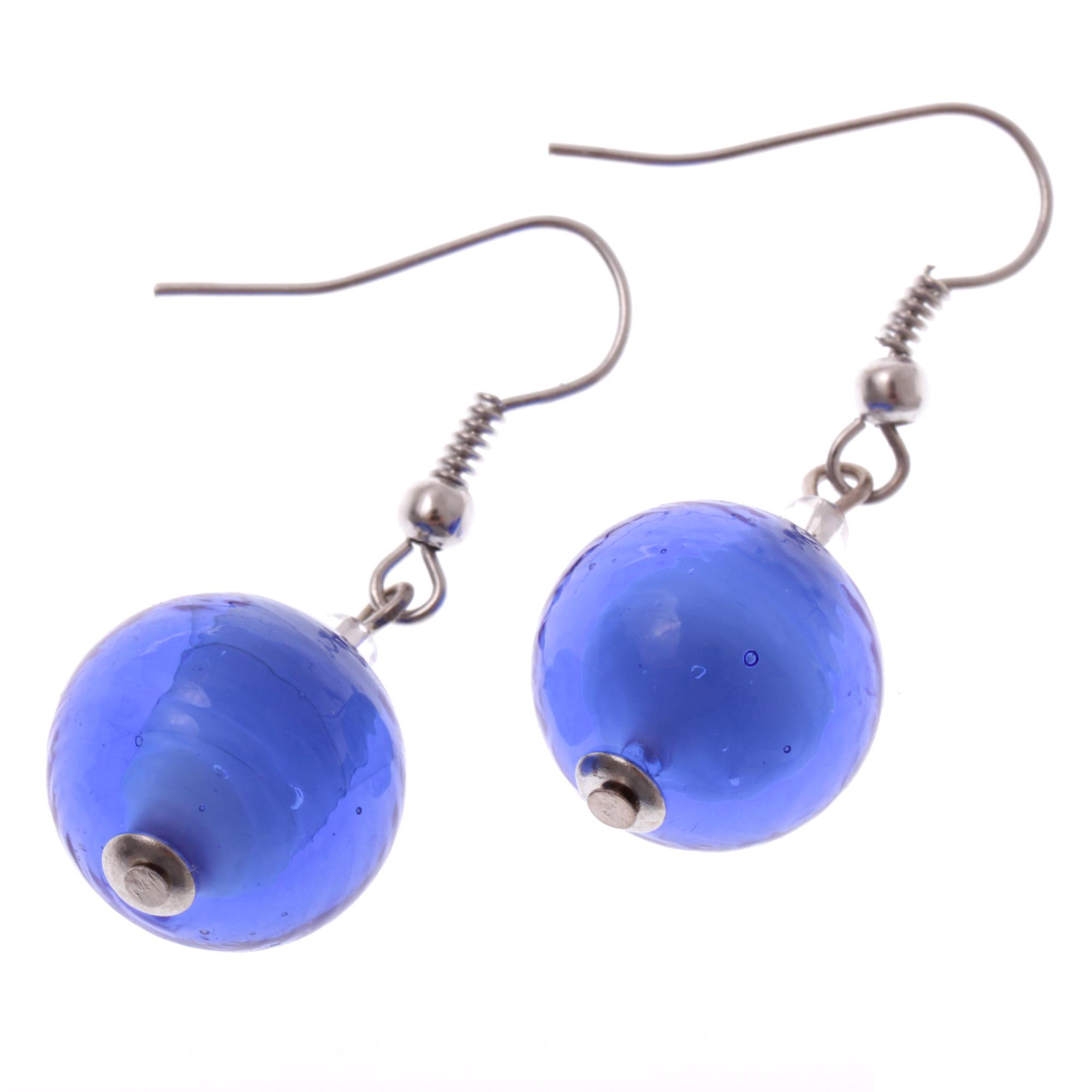Murano Glas Ohrhänger "Verona" Ohrschmuck-blau-silber