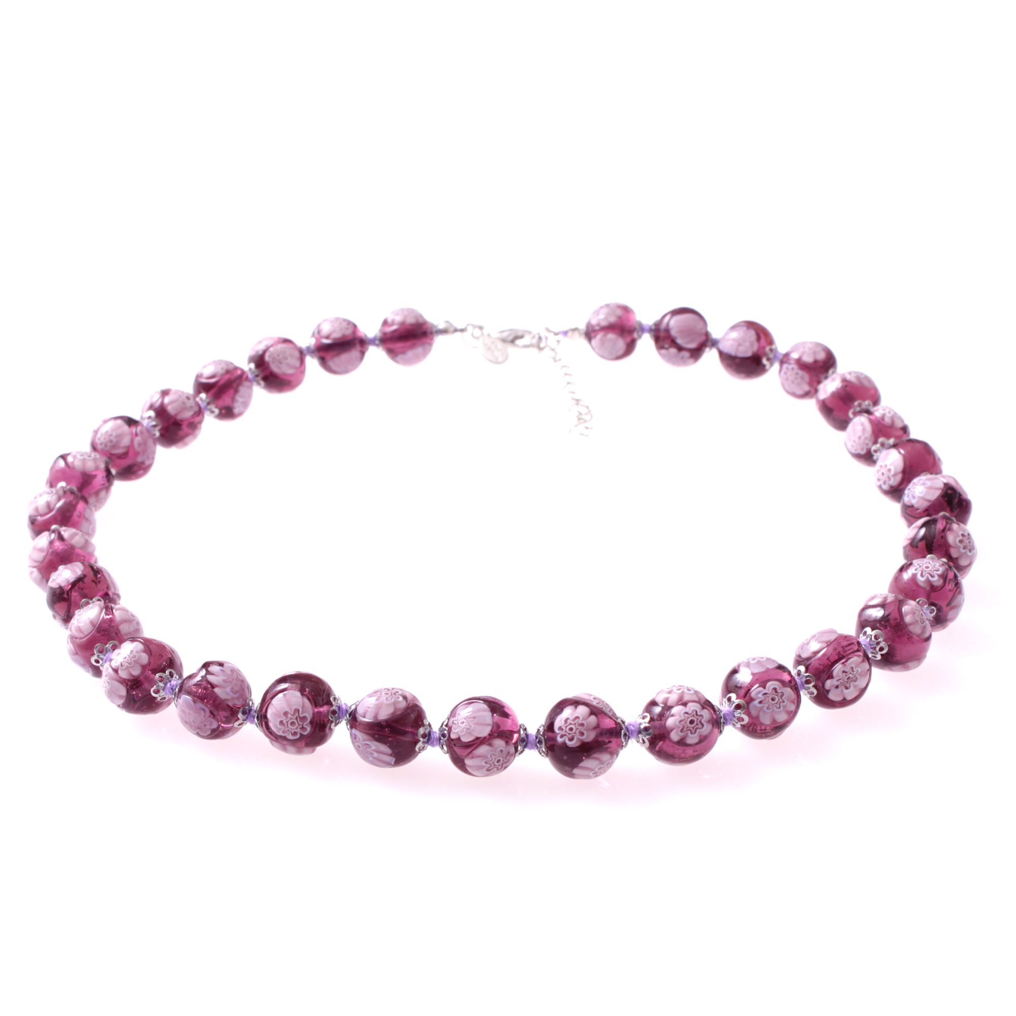 Collier Murano Glas "Mille Fiori Dodici"-amethist-silber