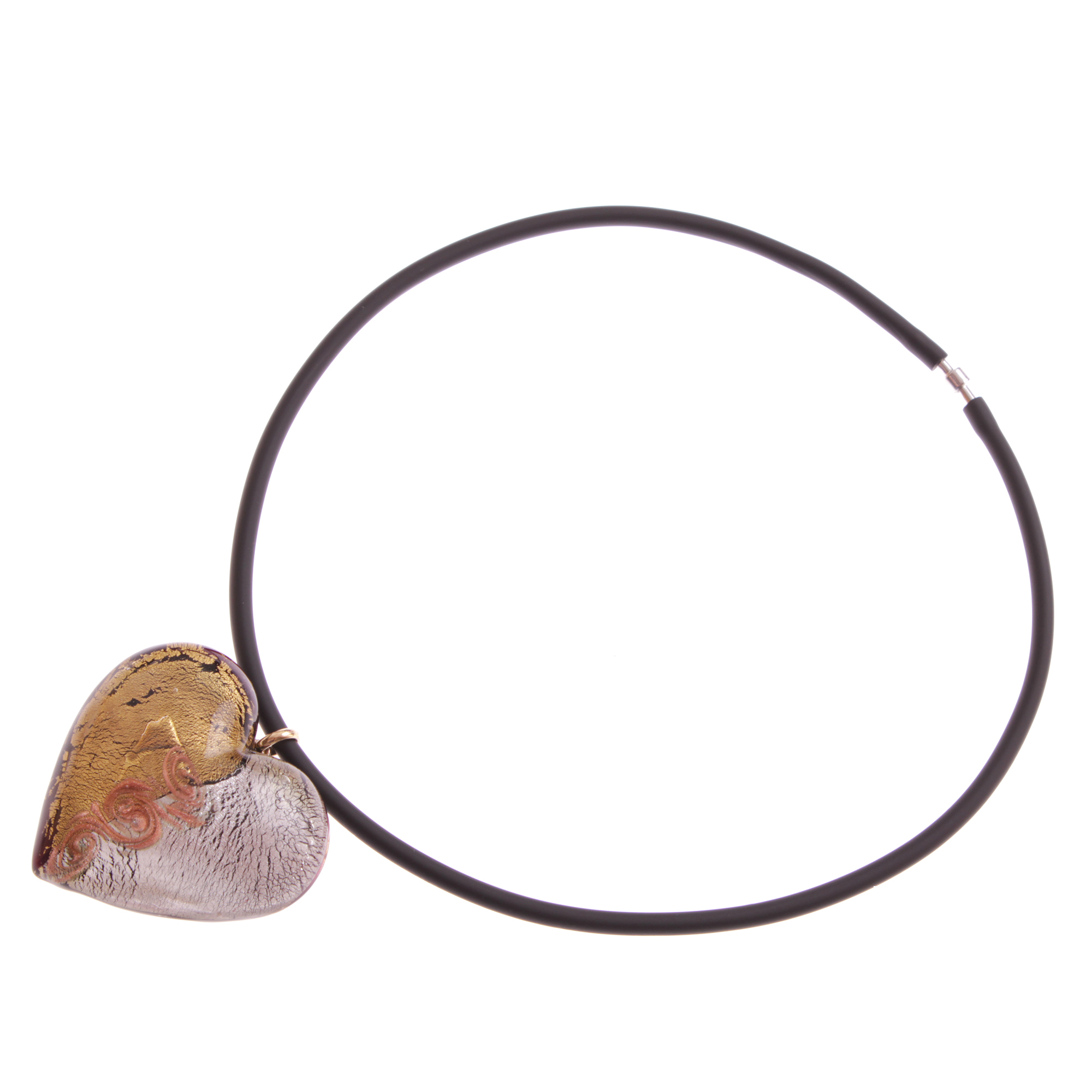 Traumhaft schönes großes Muranoglas Herz "Alto Girello II"-gold-silber