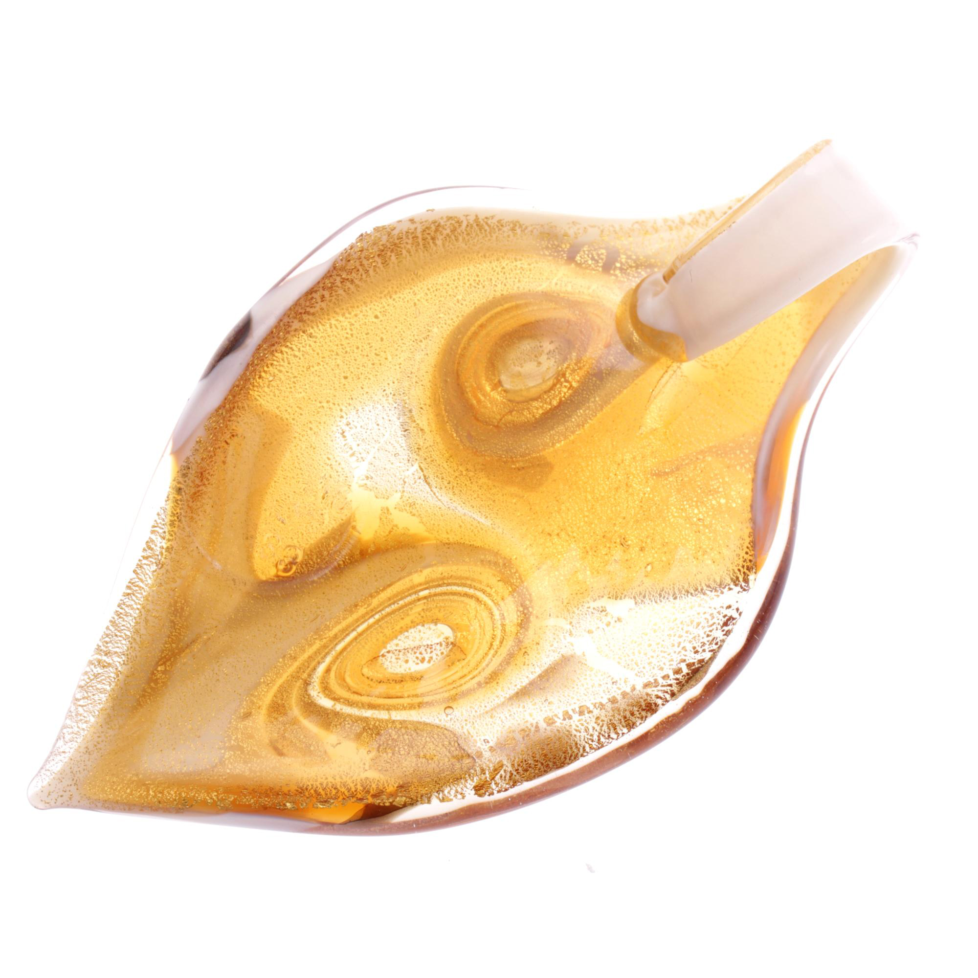 Ein großes Murano Glas Blatt "Pala Grande" Anhänger-amber-gold