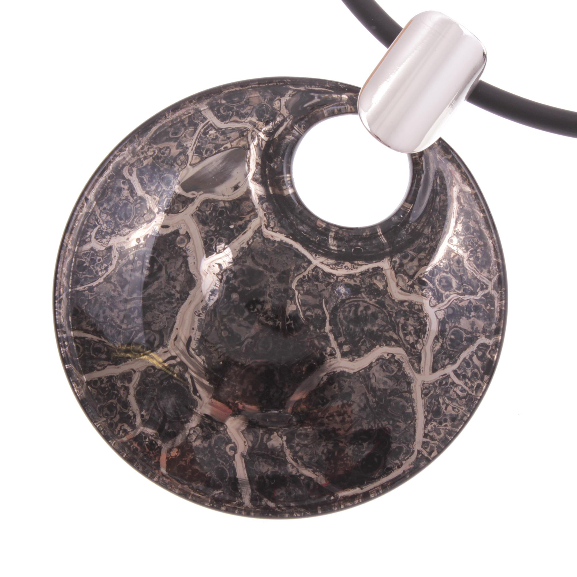 Ganz edler Murano Glas Anhänger "Brizzola II" einzigartig-schwarz platin