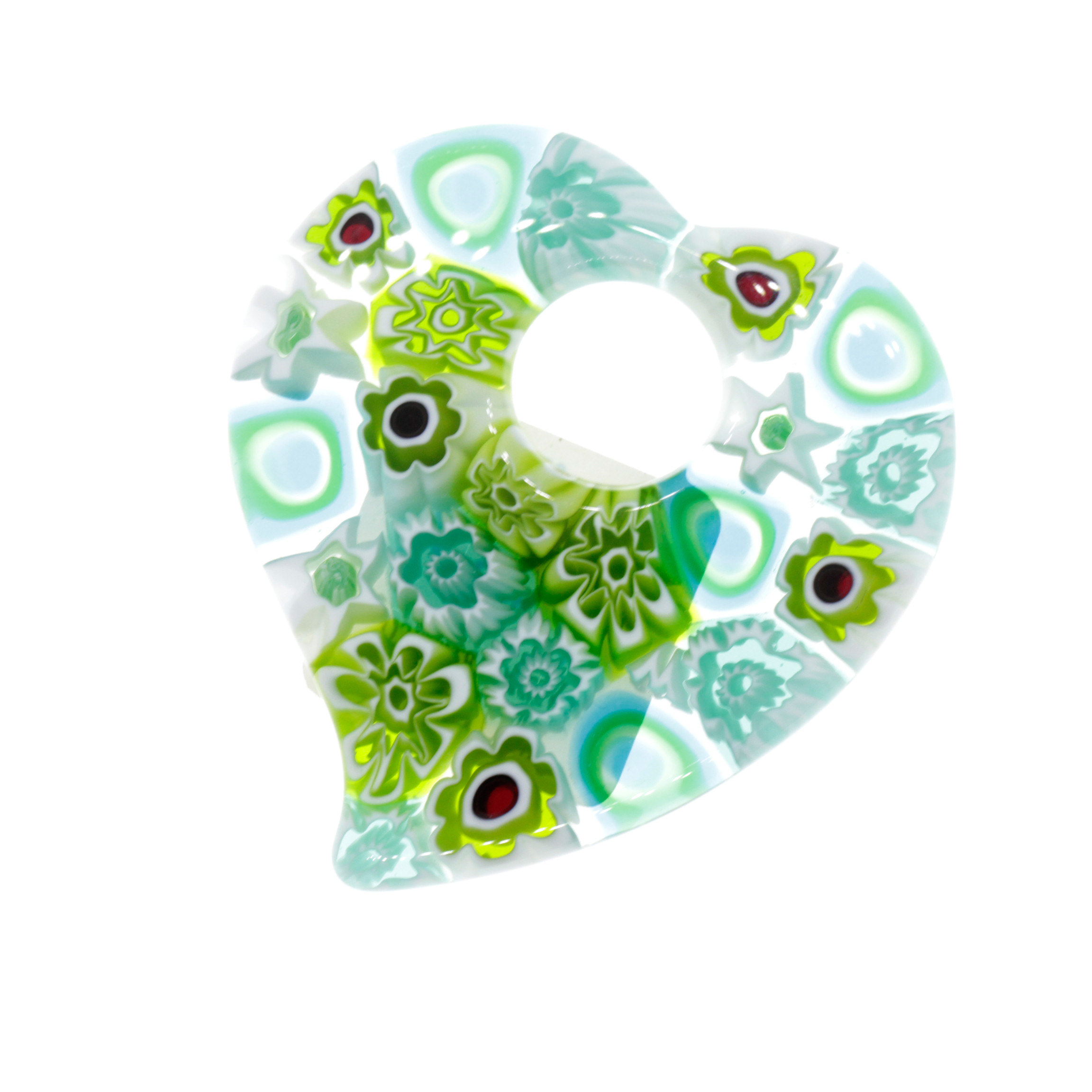 Murano Glas Herz Anhänger "Rinviato" grün