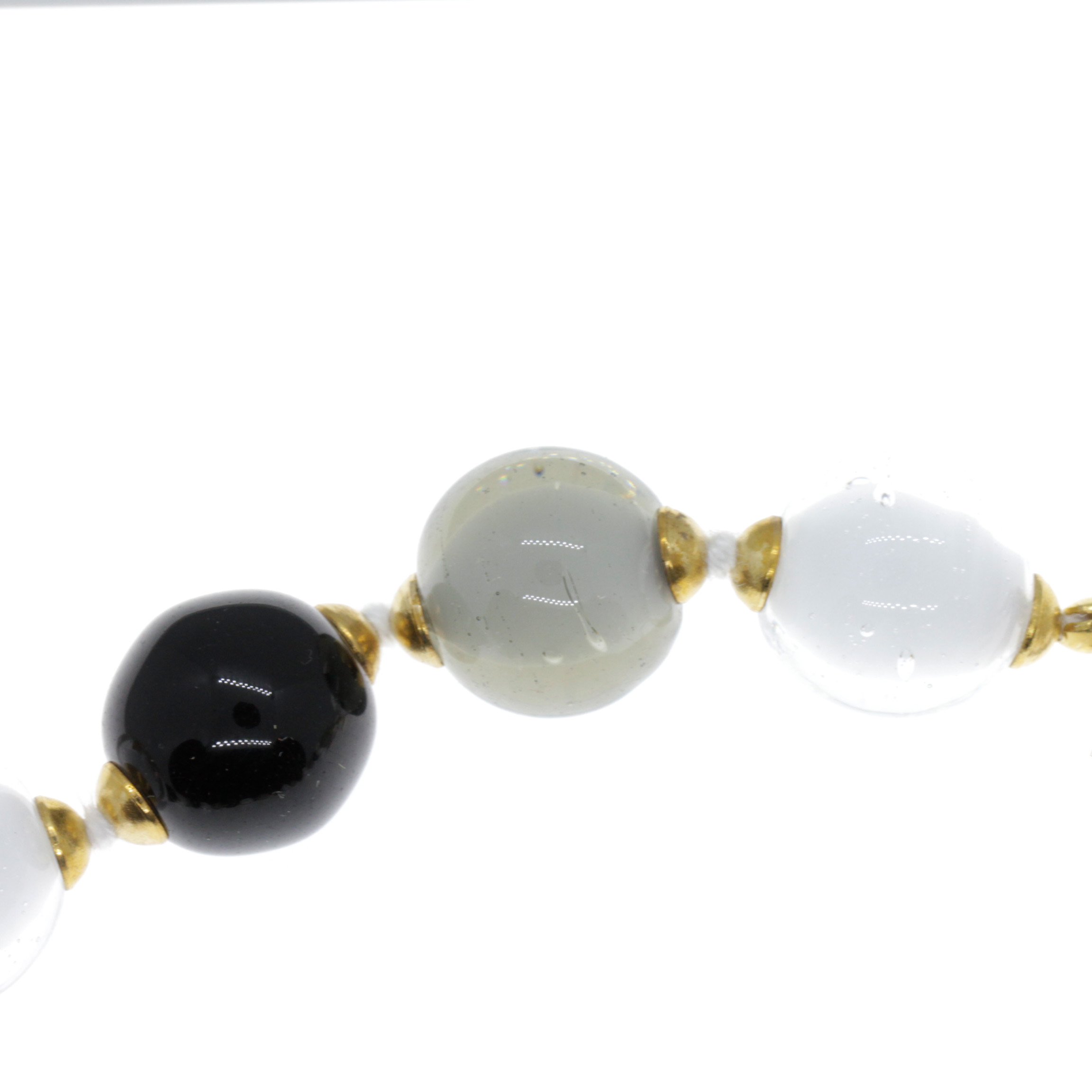 Kugel Collier "Verona" Murano Glas Halskette - schwarz grau