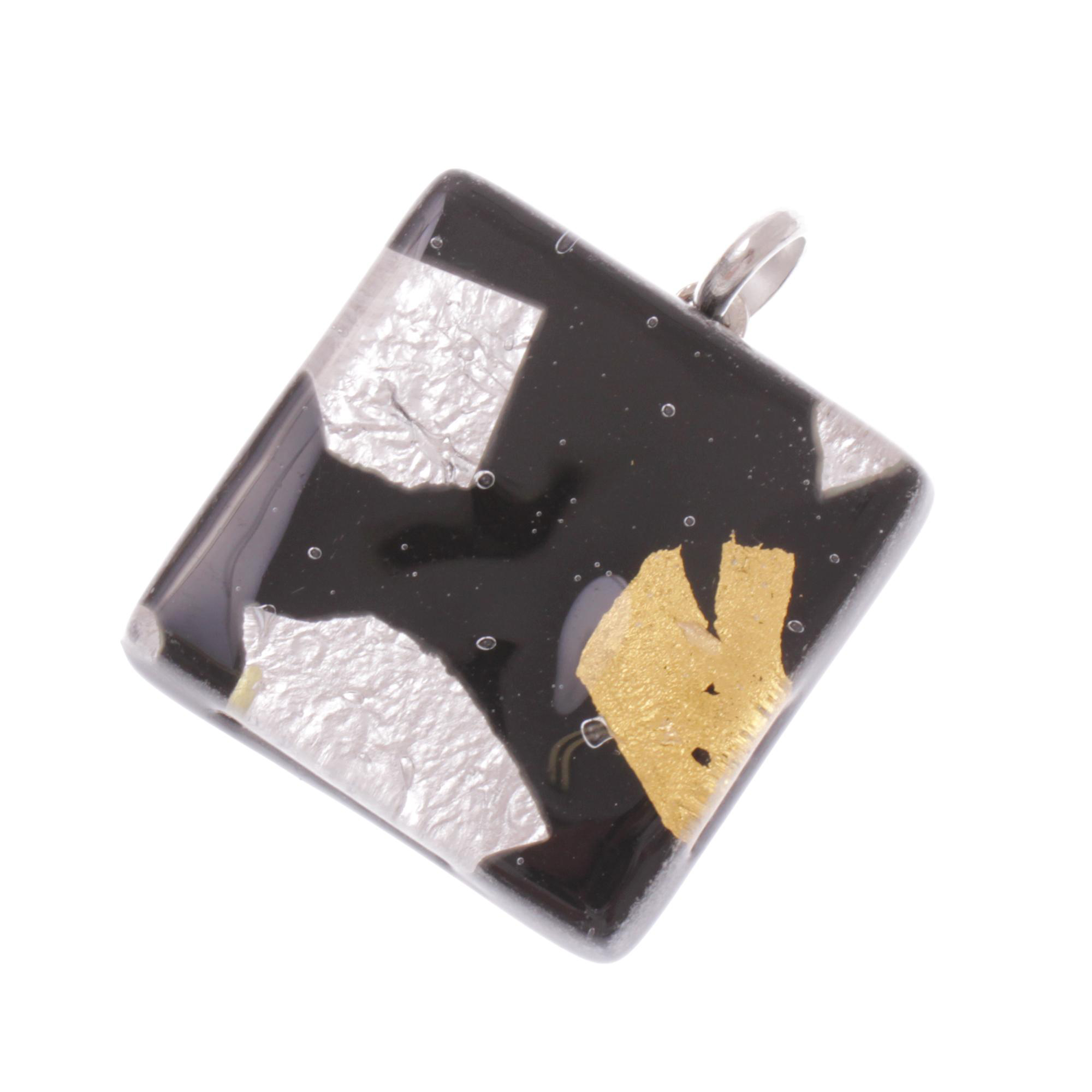 Murano Glas Anhänger "Brid II" -schwarz-silber-gold