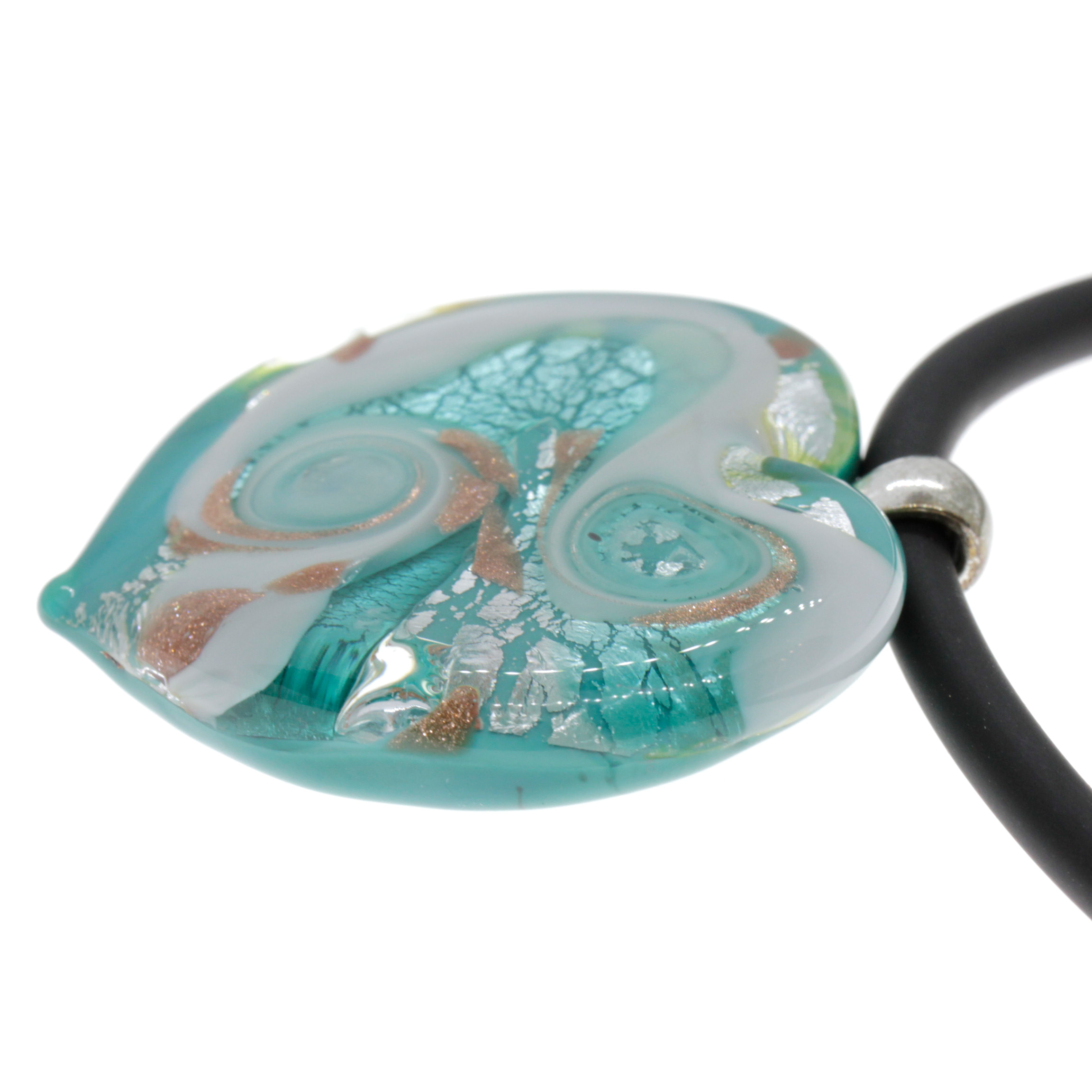 Edles Murano Glas Herz " Valencia" inkl. Kette-türkis silber