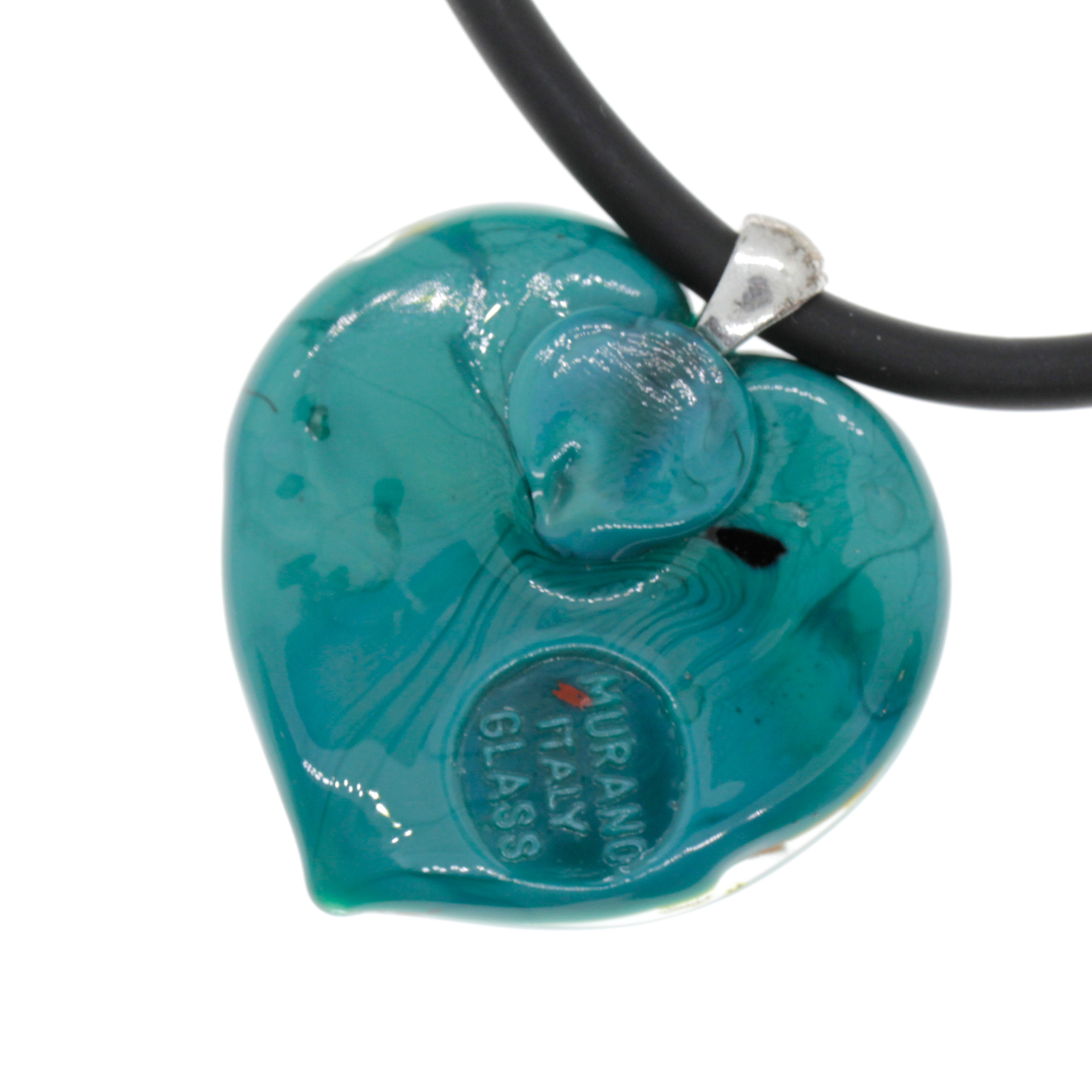 Edles Murano Glas Herz " Valencia" inkl. Kette-türkis silber