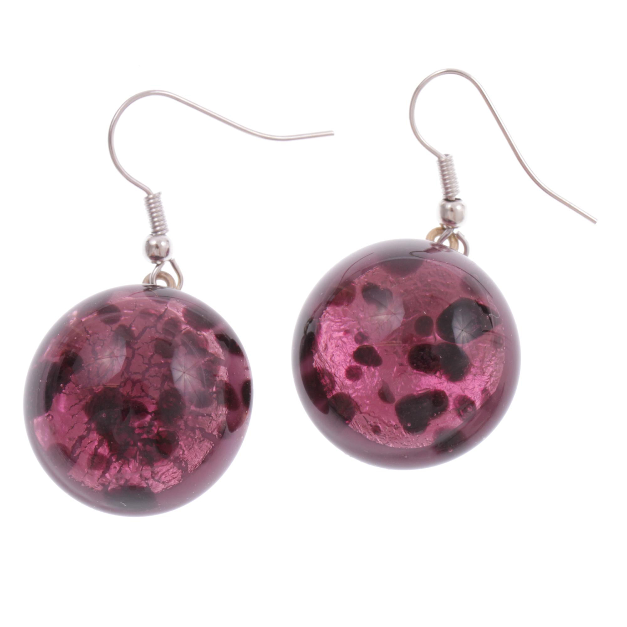 Ohrhänger Ohrhaken Murano Glas "Attesa" Ohrschmuck-lila