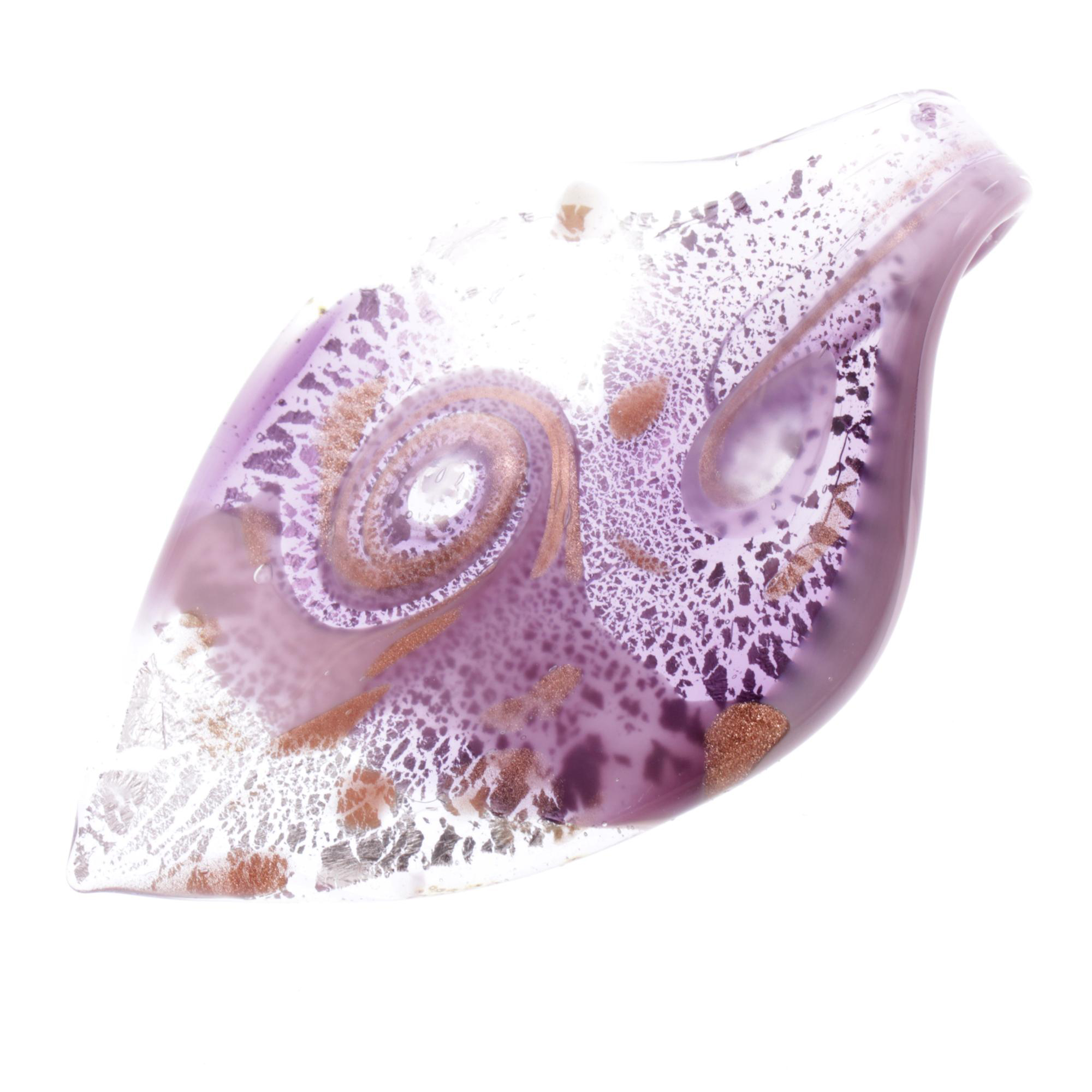 Ein großes Murano Glas Blatt "Pala Grande" Anhänger-amethist-silber