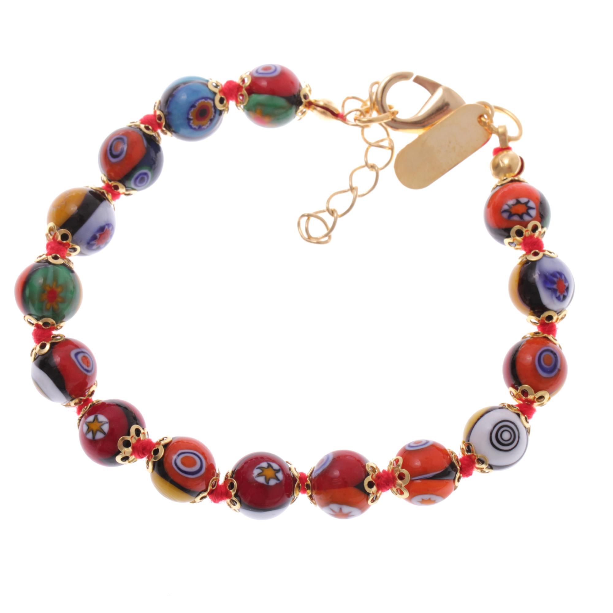 Mille Fiori Murano Glas Armband "Faccia" Armschmuck 8 mm-bunt-gold