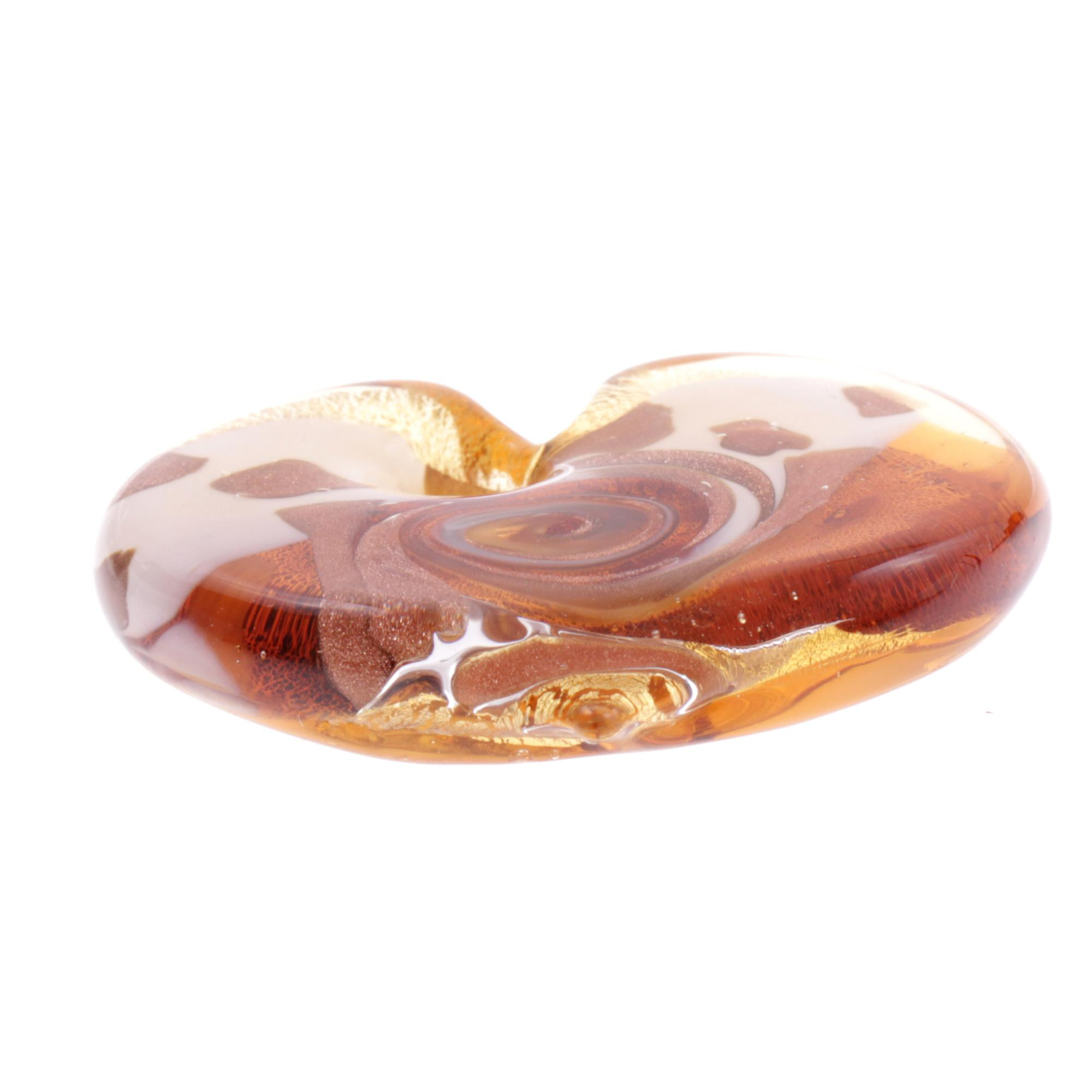 Ein Herz Anhänger aus Murano Glas "Picco Animo" -amber-gold