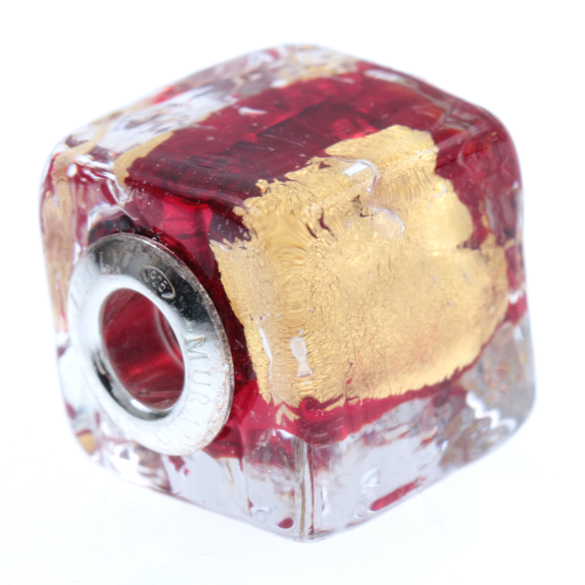 Murano Glas Bead "Rettangolo" Charm-rubinrot