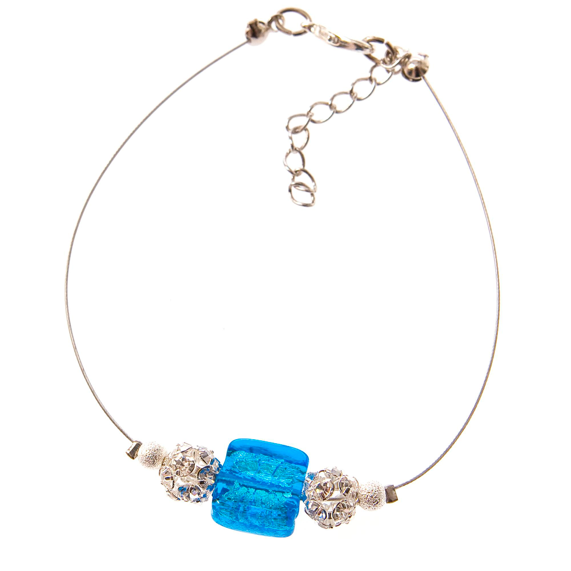 Modisches Murano Glas Armband "Chicago" Armschmuck-blau-silber