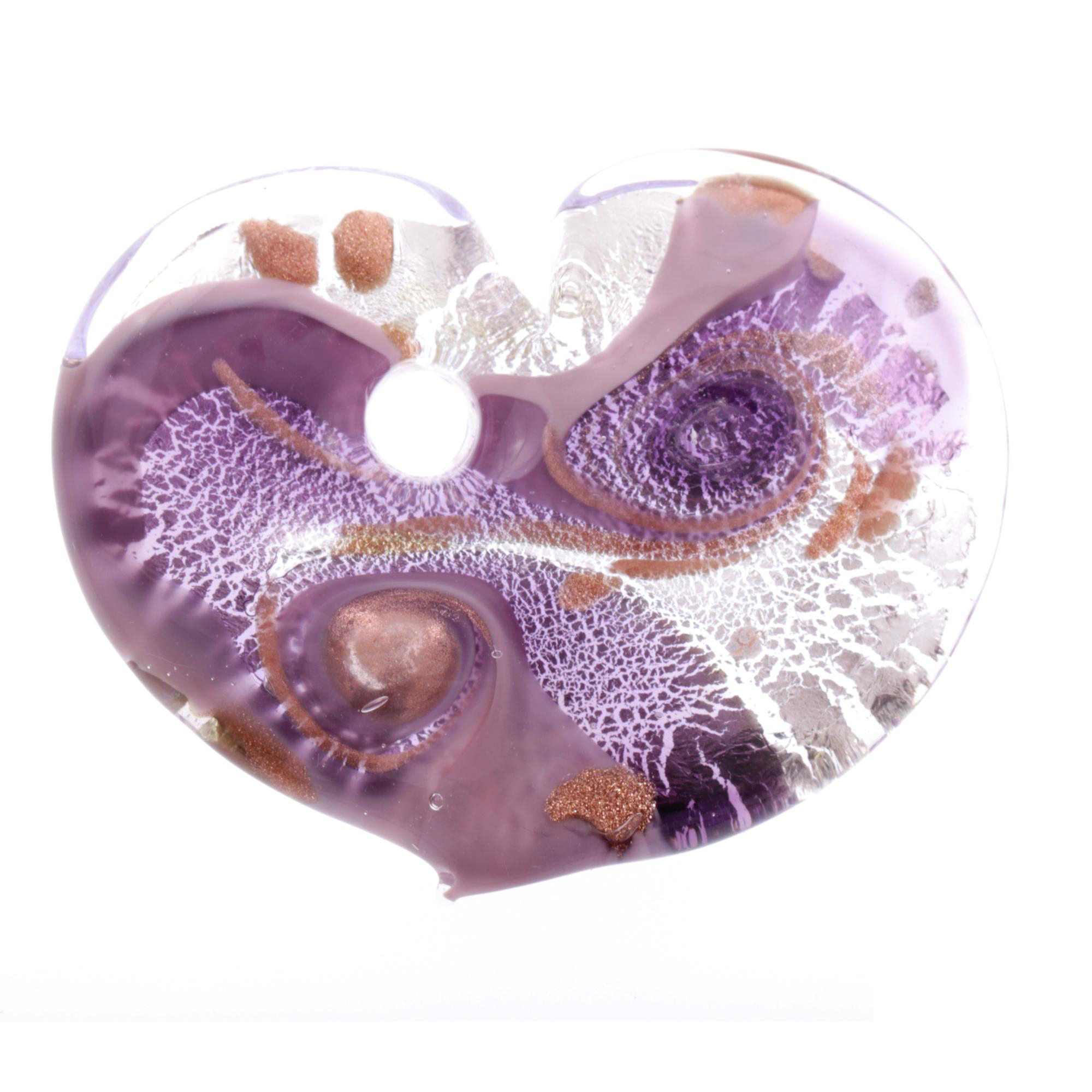 Wundervoll großer Herz Anhänger "Animo" Murano Glas-amethist-silber