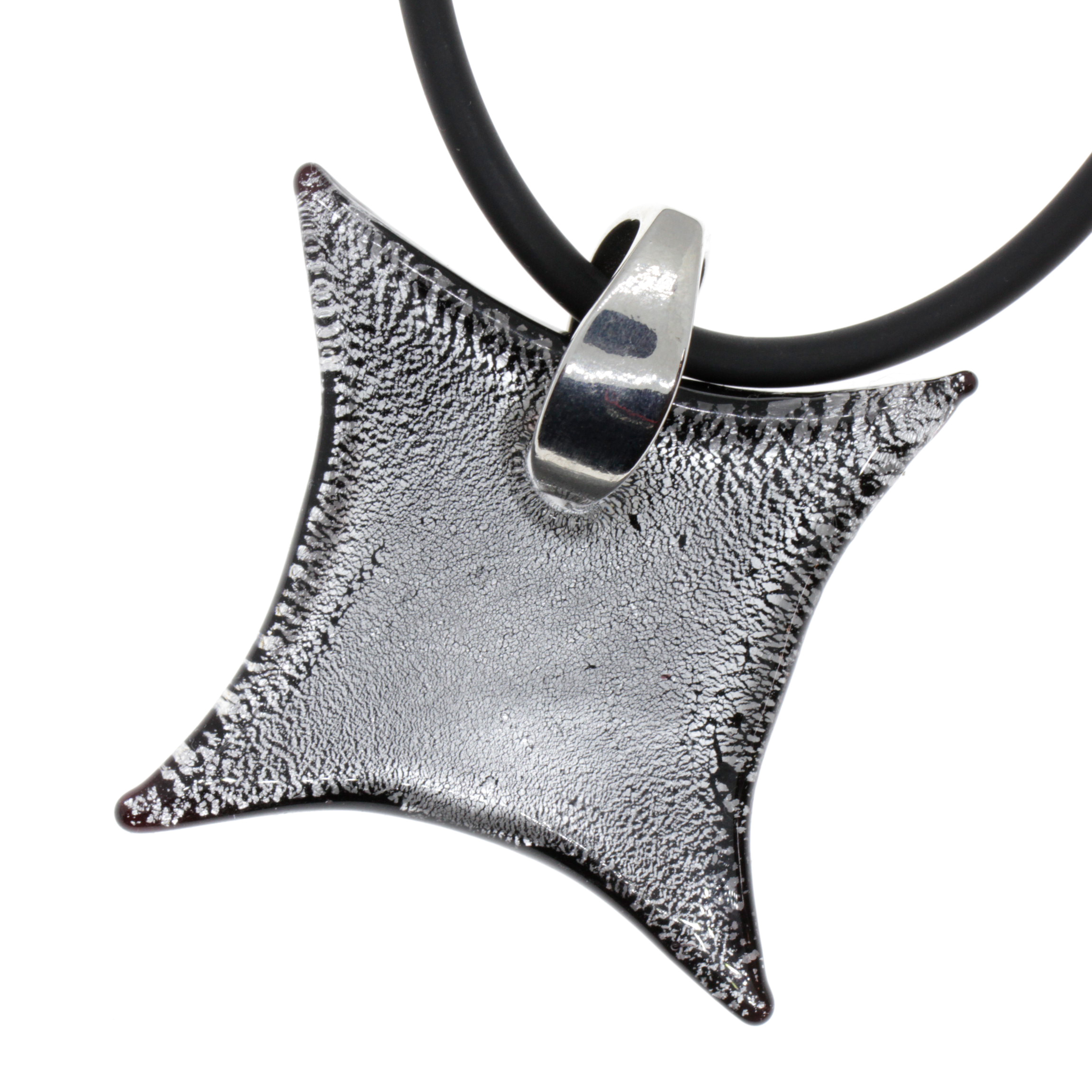 Exquisiter Murano Glas Anhänger "Losanga" -silber