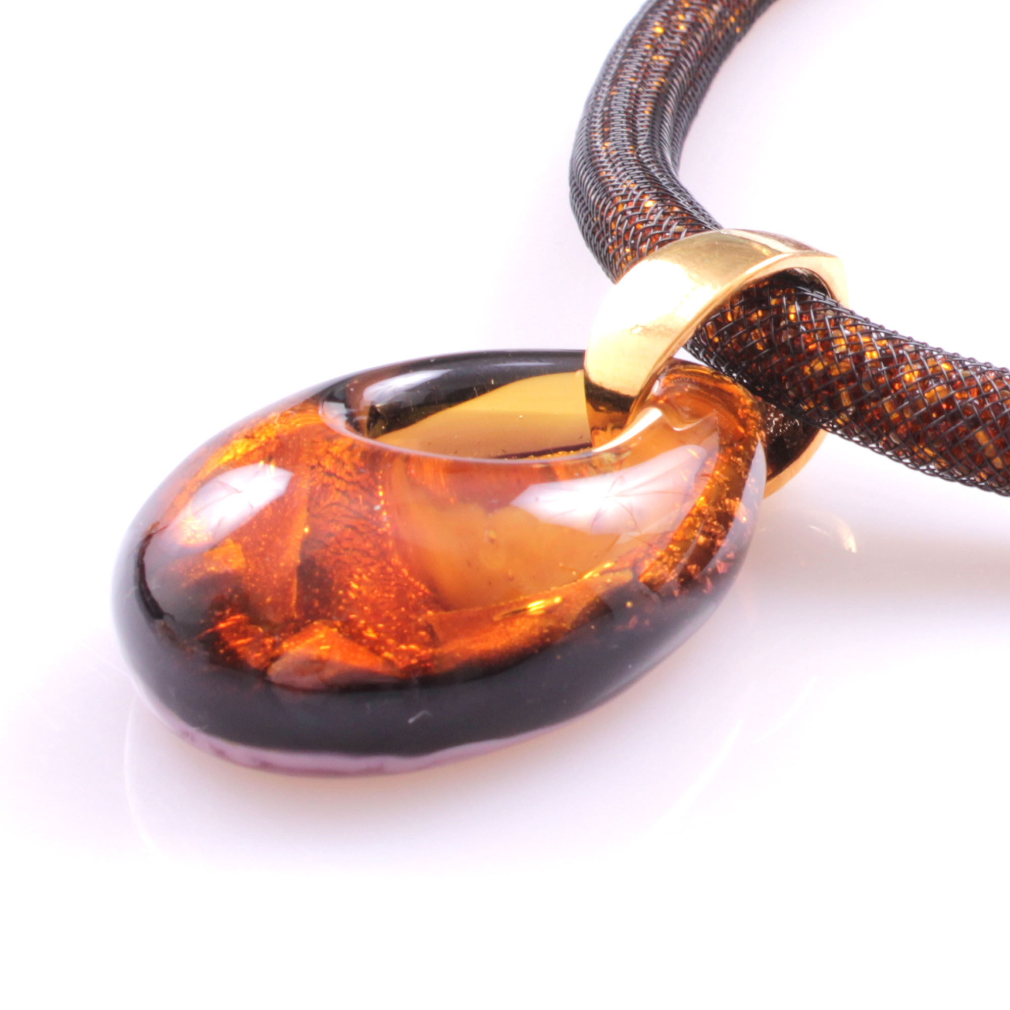 Wow! Dieses Murano Glas Collier "Drop Deluxe" ist ein Traum!-lila-kupfer