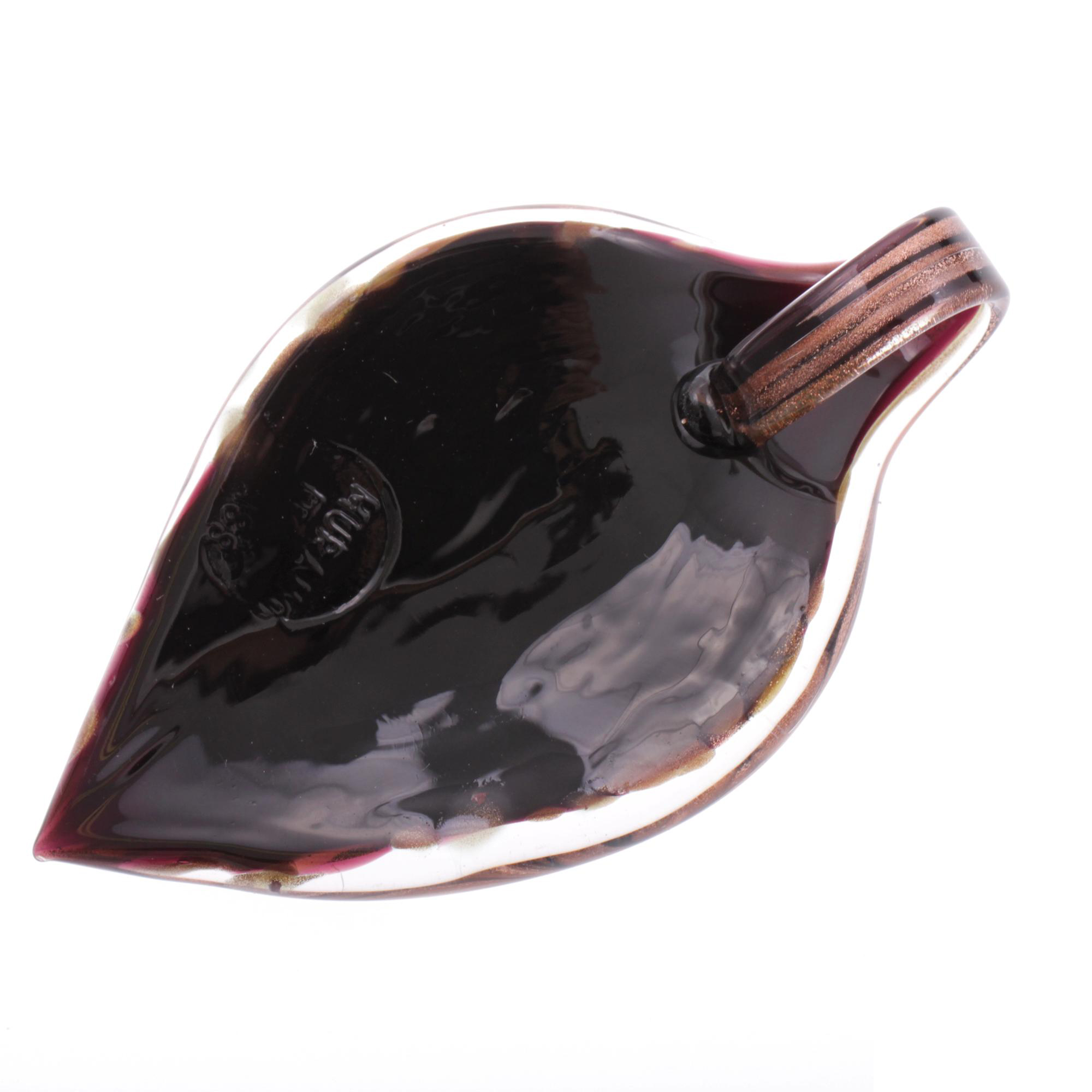Ein großes Murano Glas Blatt "Pala Grande" Anhänger-kupfer