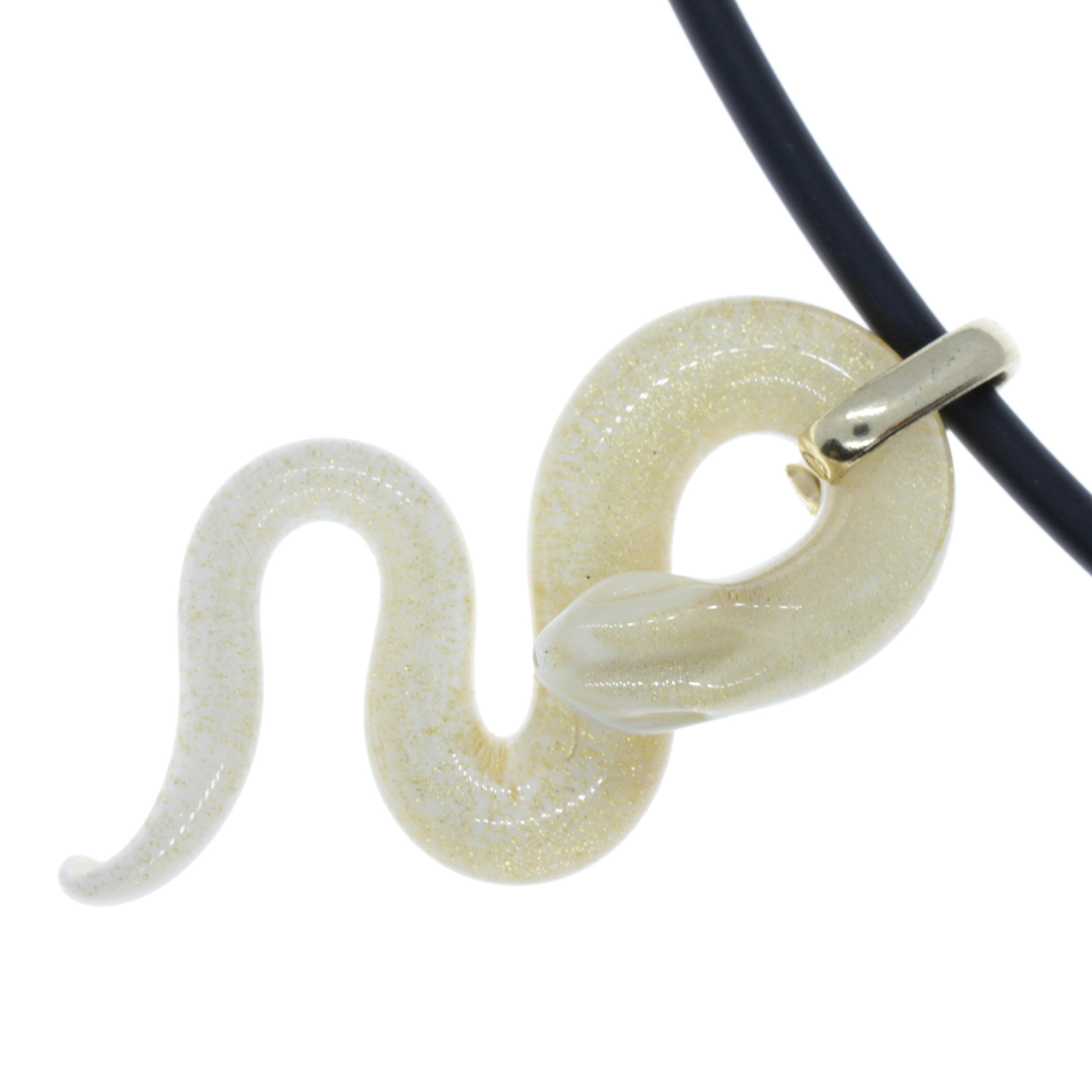 Edle Murano Glas Schlange Größe Medium "Coda Mezzo" Anhänger -gold