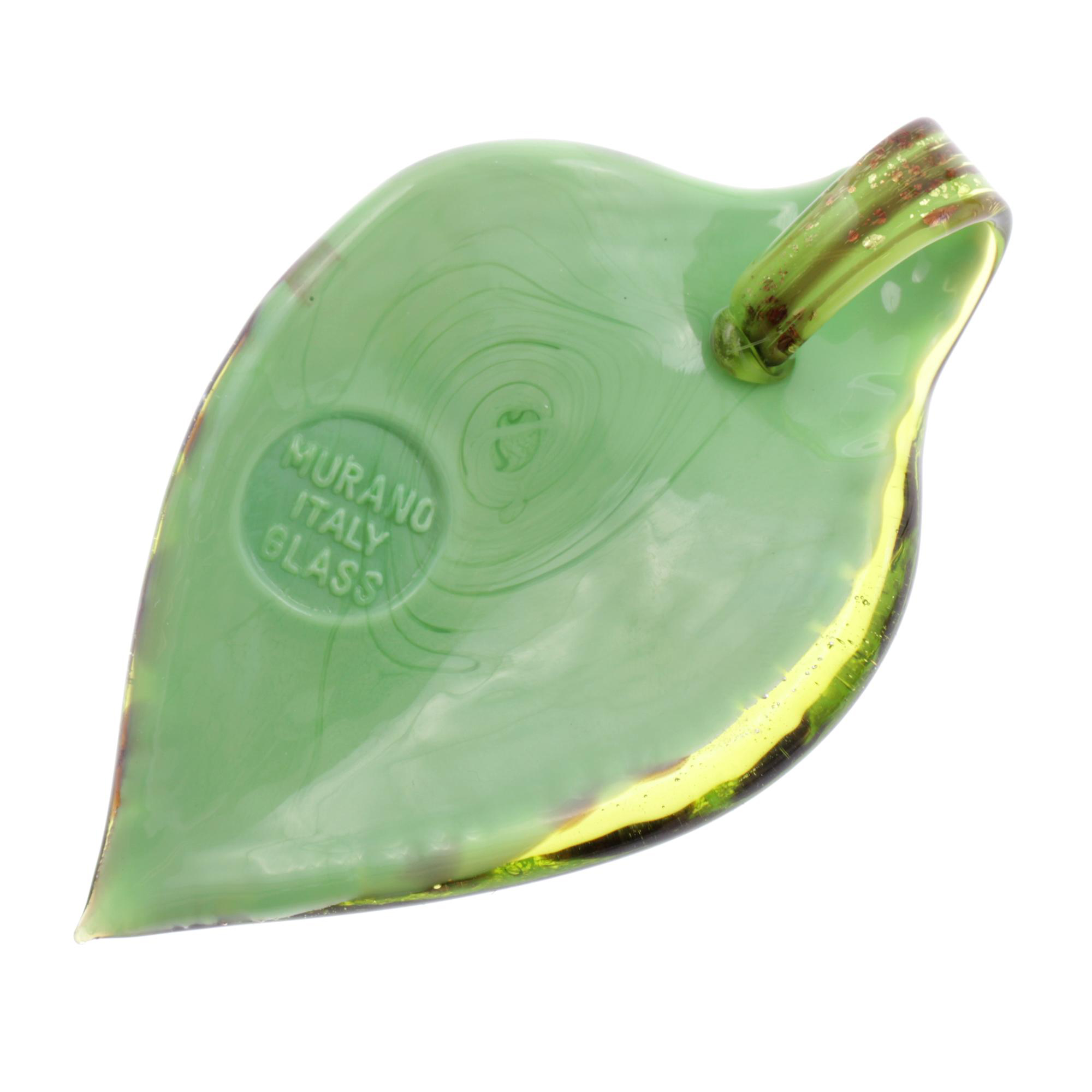 Ein großes Murano Glas Blatt "Pala Grande" Anhänger-grün