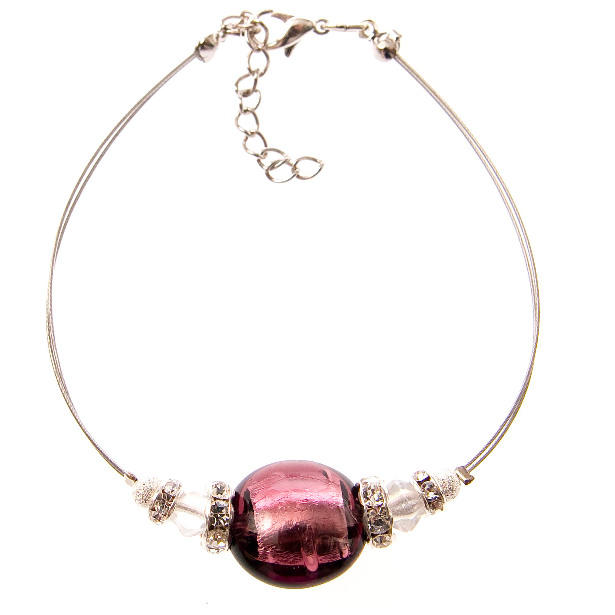 Trendiges Murano Glas Armband "New York" Armschmuck-amethist-silber