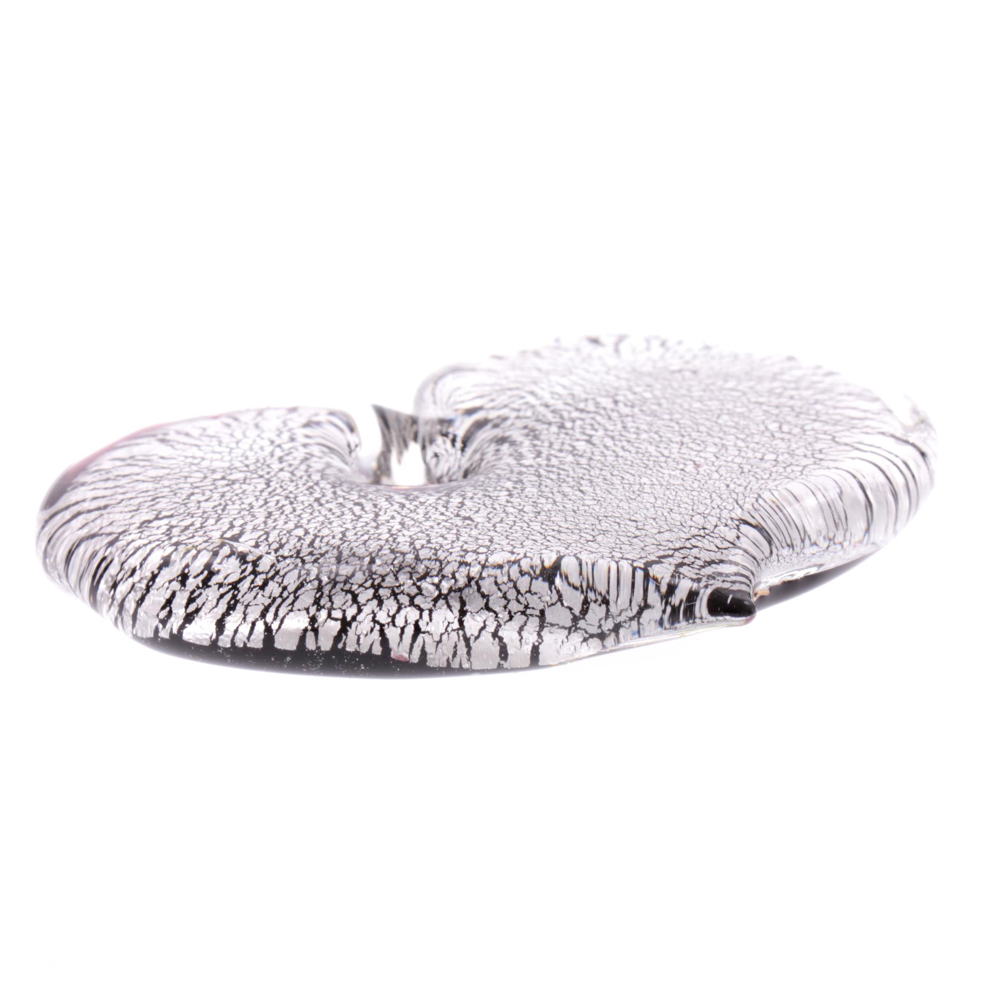Wundervoll großer Herz Anhänger "Animo" Murano Glas-silber