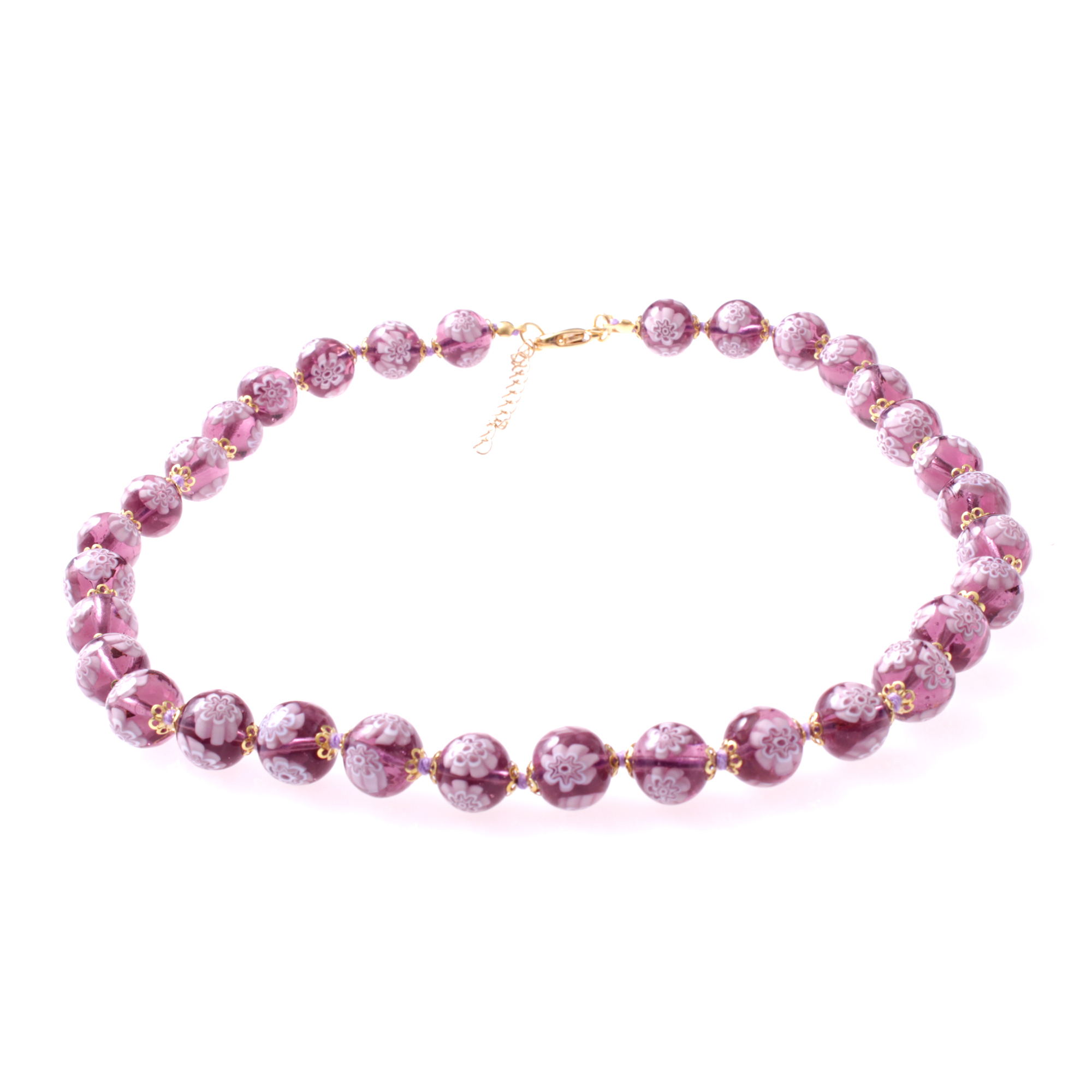Collier Murano Glas "Mille Fiori Dodici"-amethist-gold