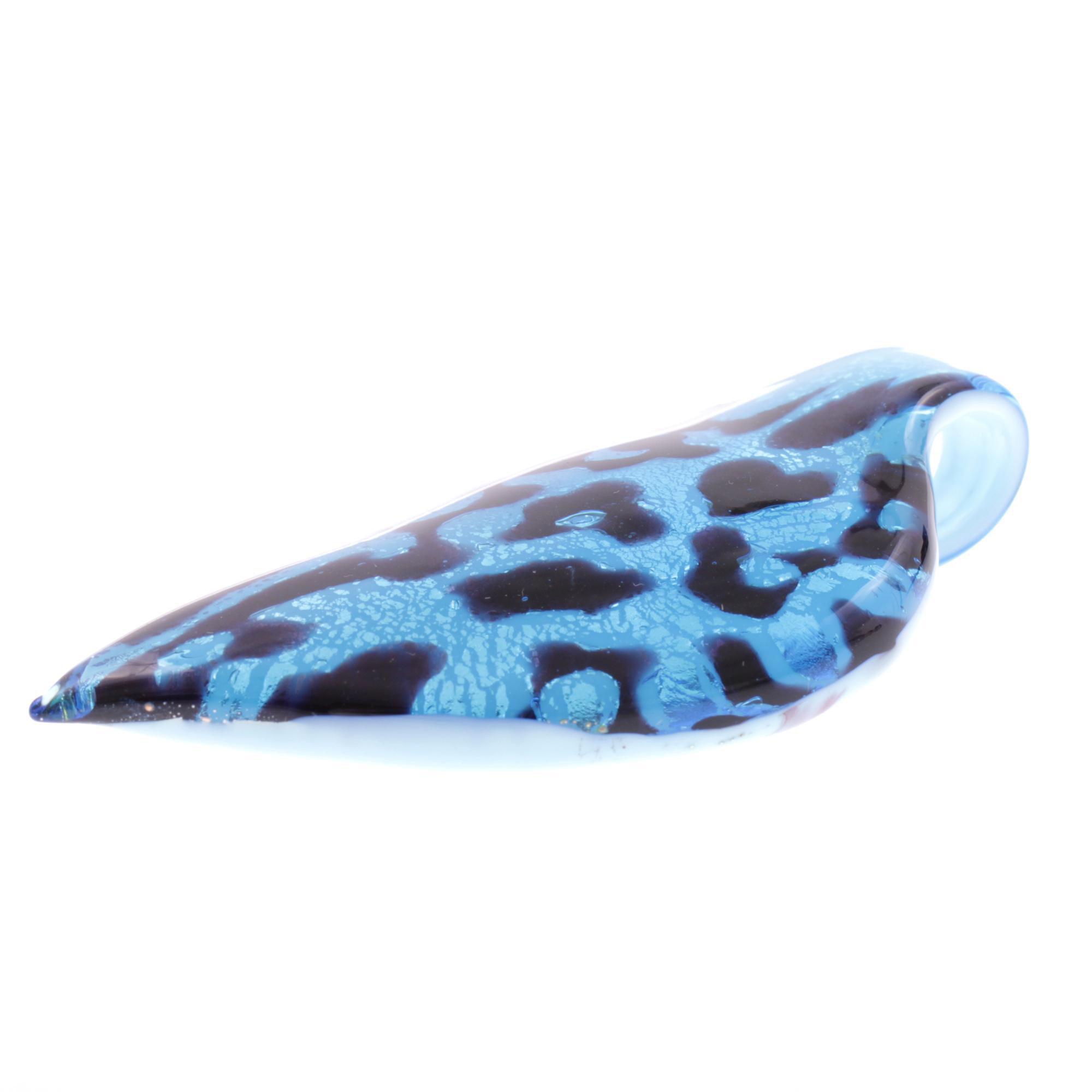 Ein großes Murano Glas Blatt "Pala Grande" Anhänger-blau