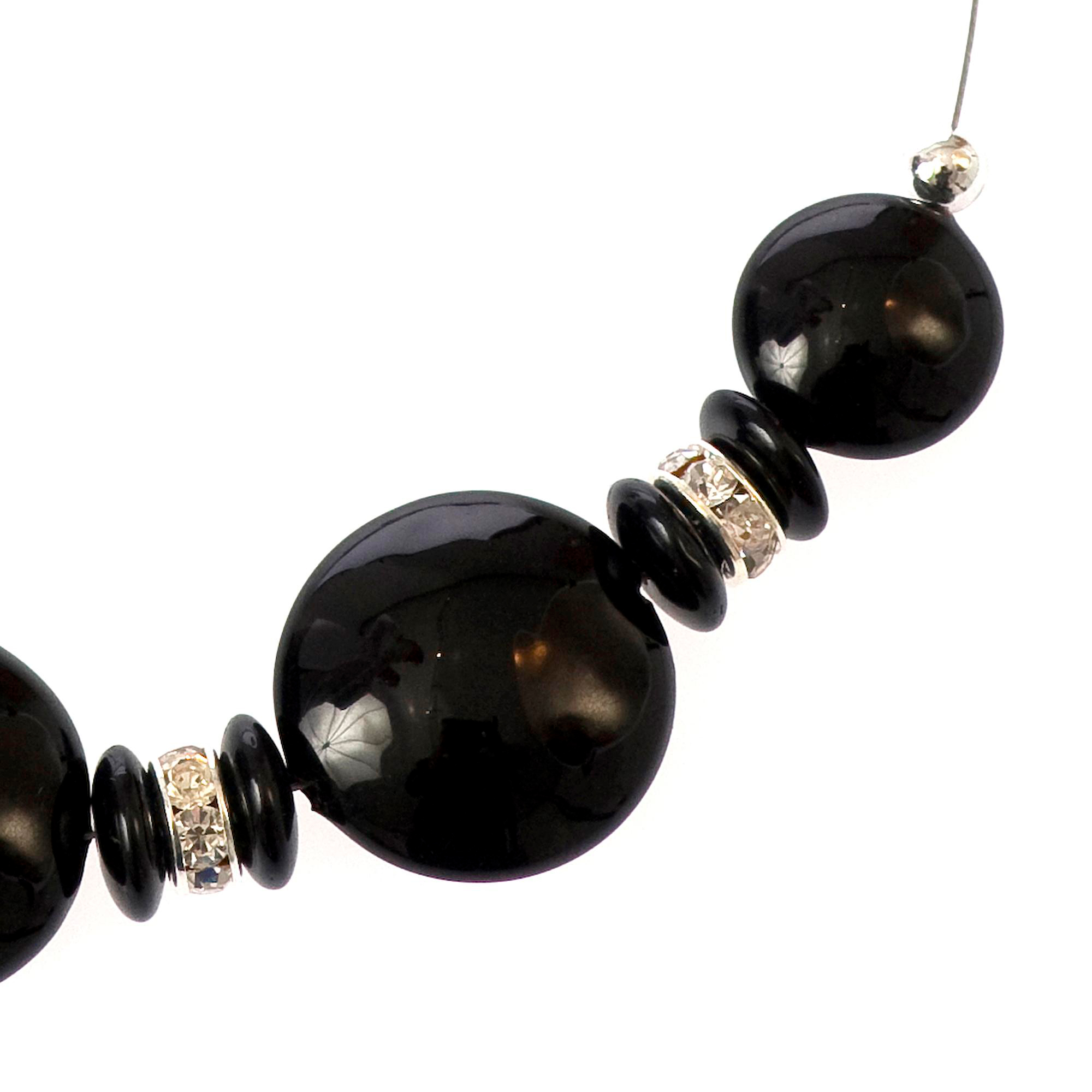 Hinreißendes Murano Glas Collier "Perth" Halskette-schwarz-silber