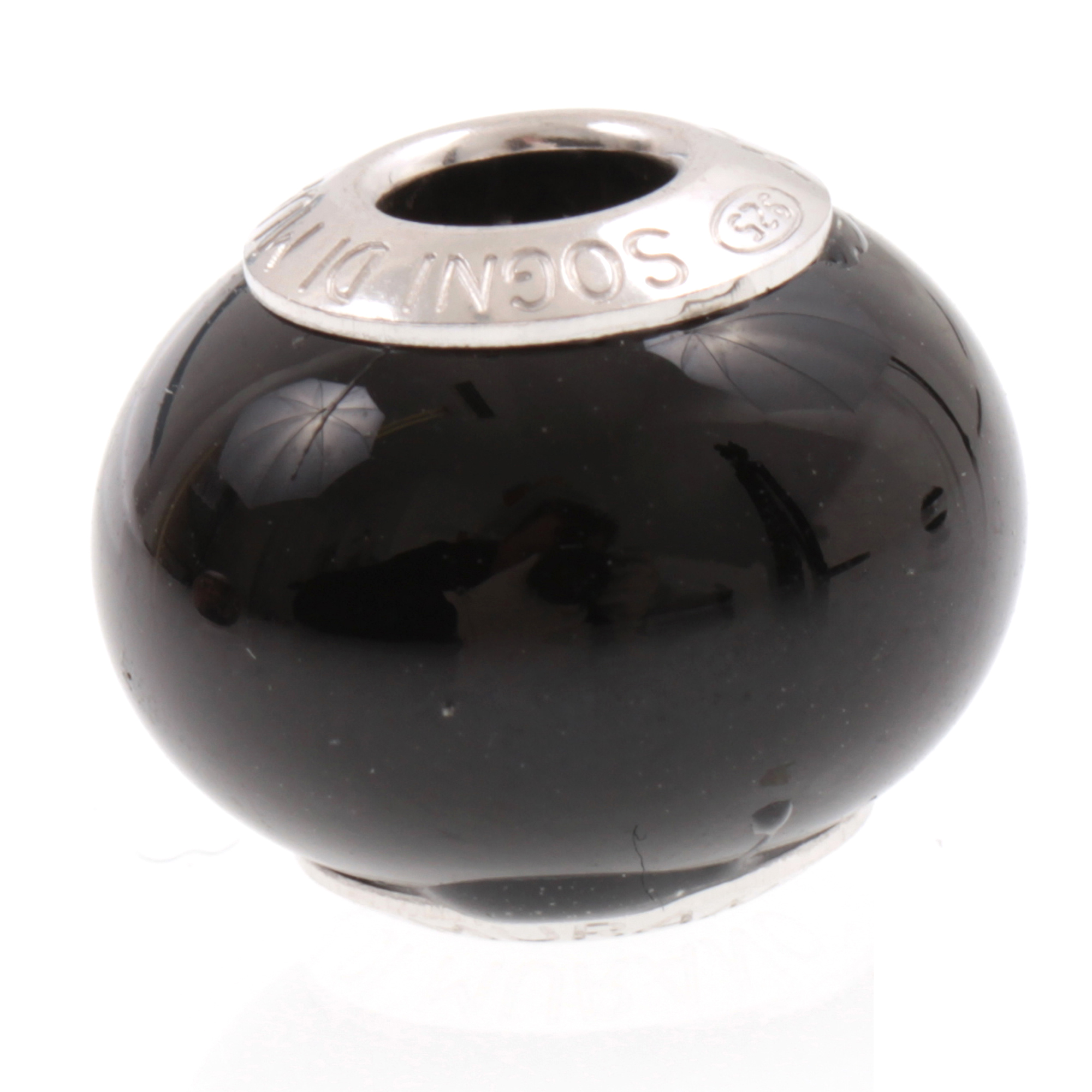 Murano Glas Bead "Ciclo II" 925 Sterling Silber Charm-schwarz Murano Glas Bead "Ciclo II" 925 Sterling Silber Charm-schwarz