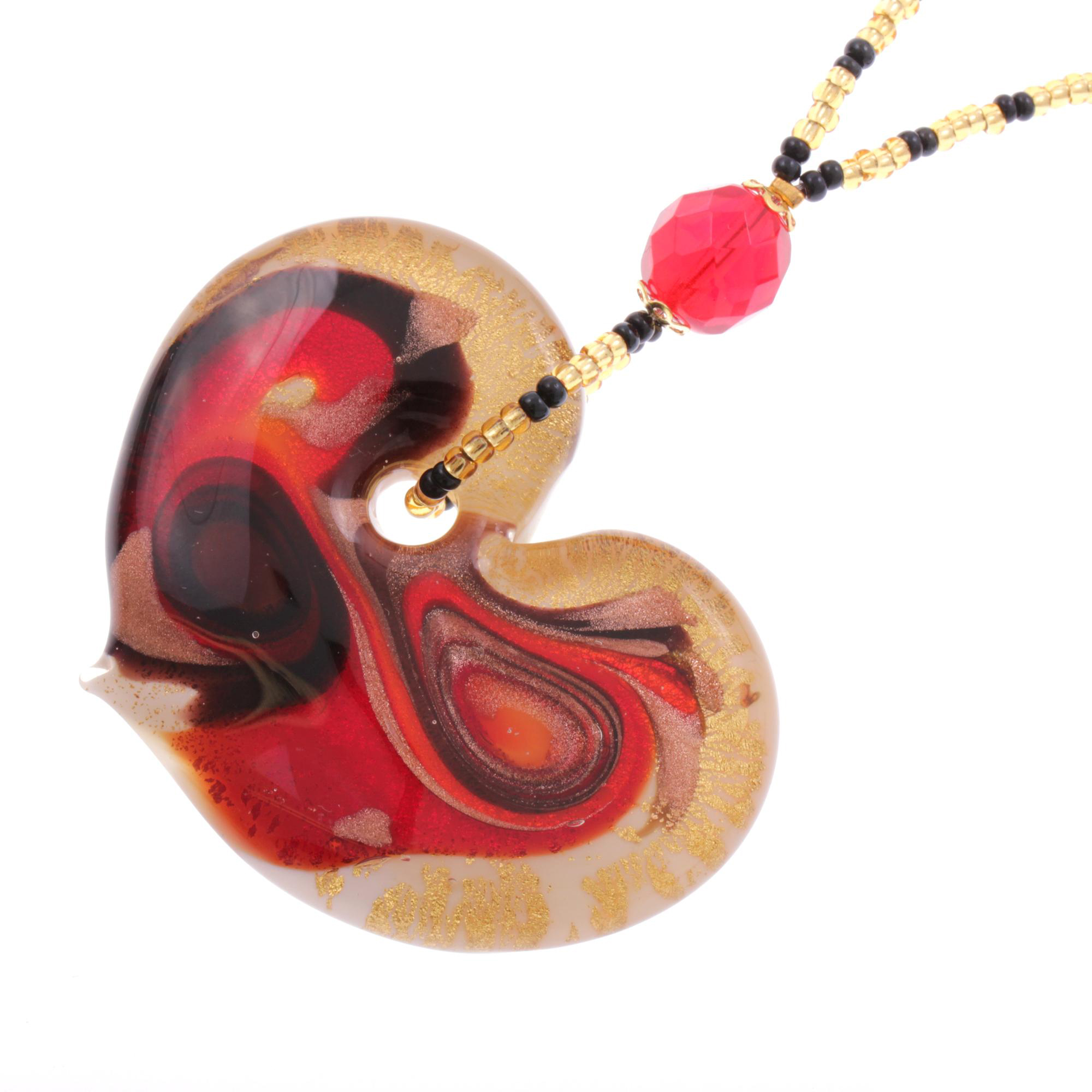 Wunderschönes Collier "Animo" Murano Glas Halsschmuck-rot-gold