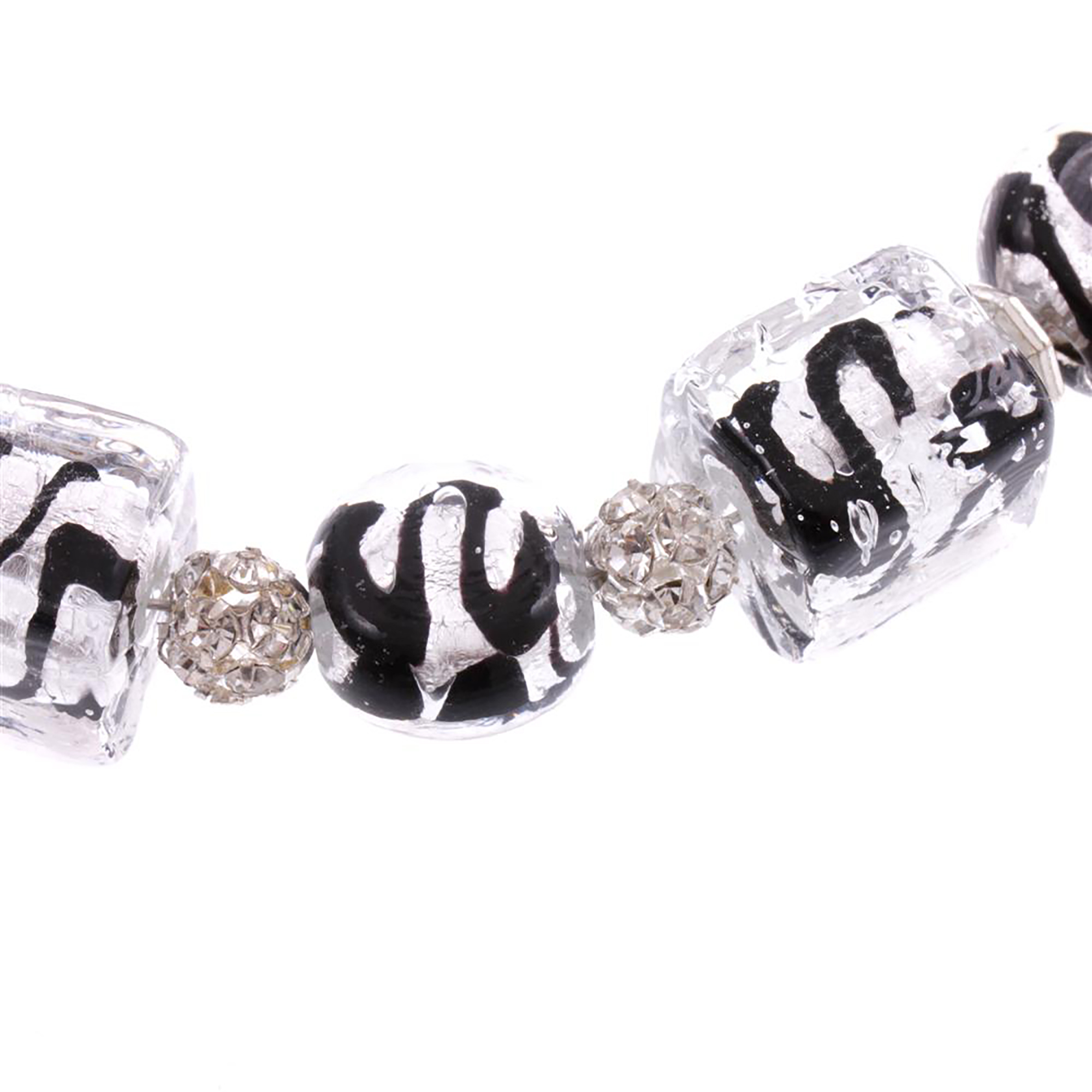 Ein Gala Collier aus Murano Glas "Denver" Halskette-schwarz-silber