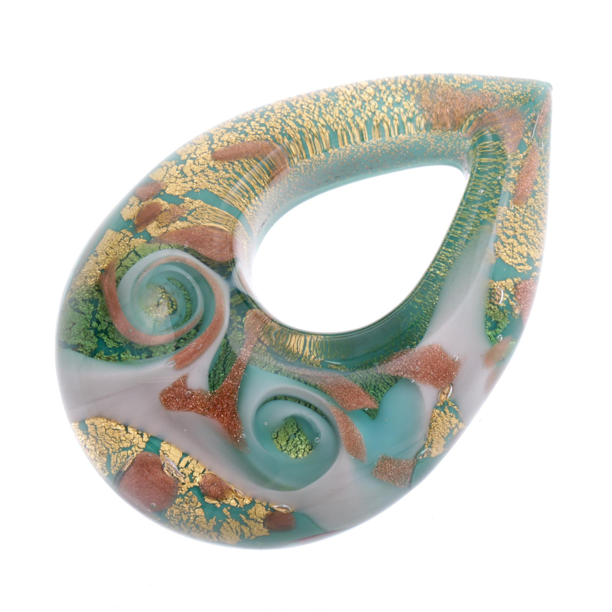 Erlesener Murano Glas Anhänger Model "Drop"-grün-gold