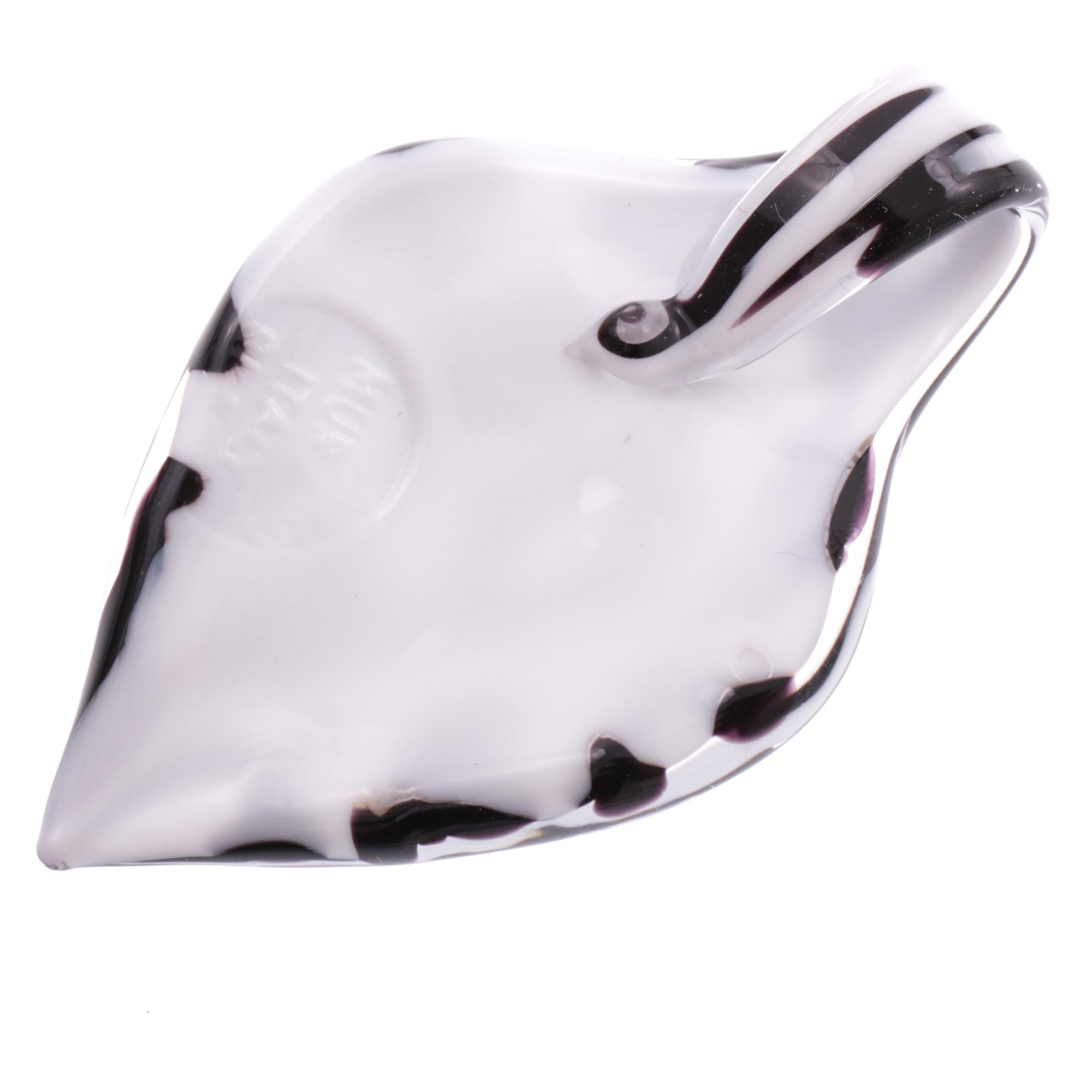 Feines kleines Murano Glas Blatt "Pala" Anhänger-schwarz-weiss