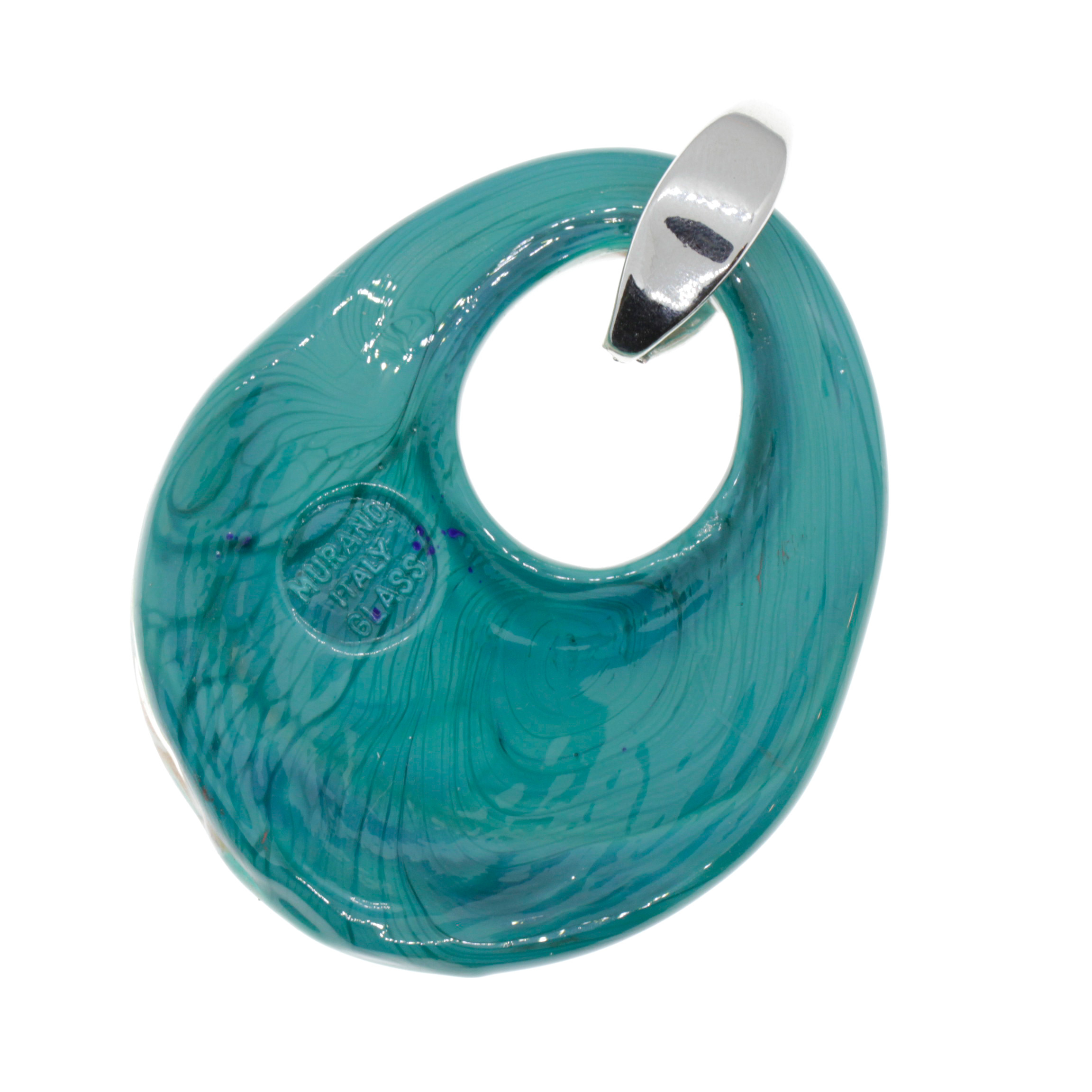 Edles Muranoglas Schmuckstück Model "Grande Galina Deluxe"- türkis silber