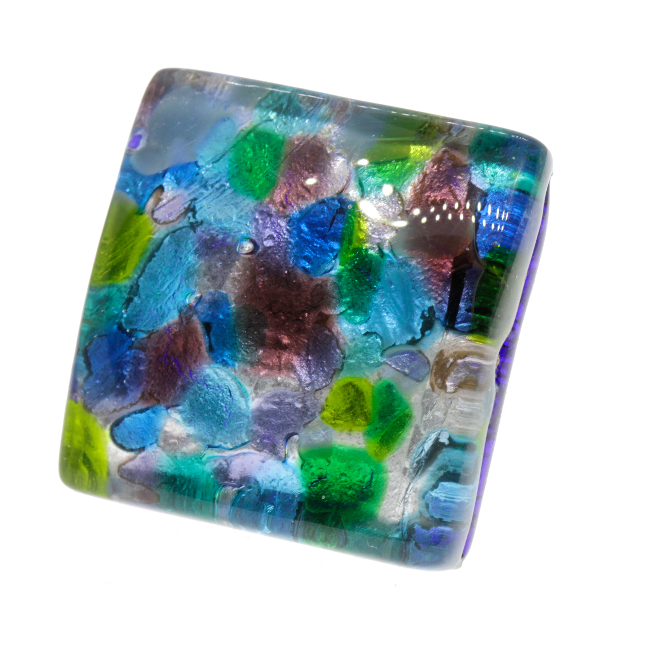 Echter Murano Glas Ring "Sogno" -harlekin silber