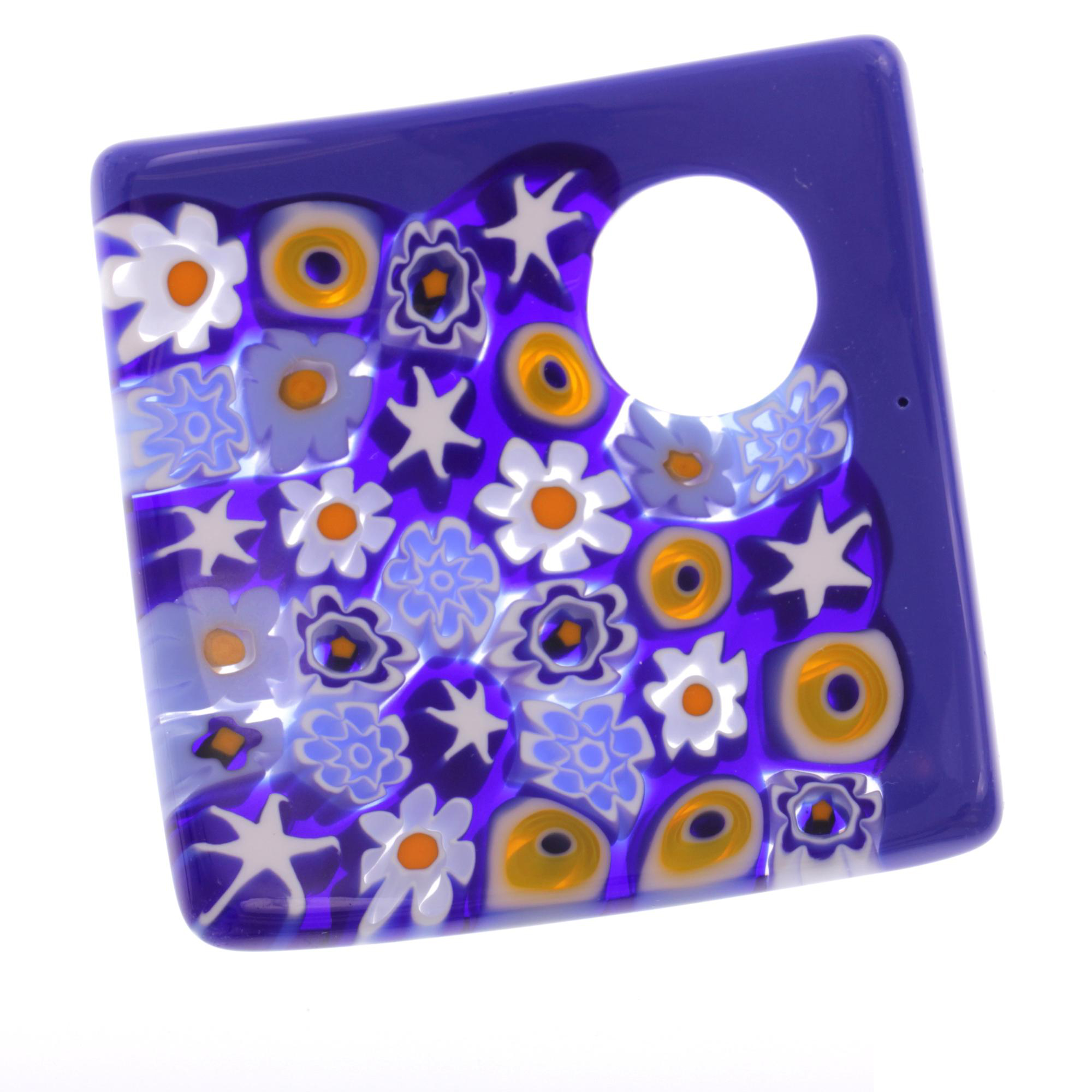 Modell "Lola" Murano Glas Anhänger mit echter Mille Fiori-blau