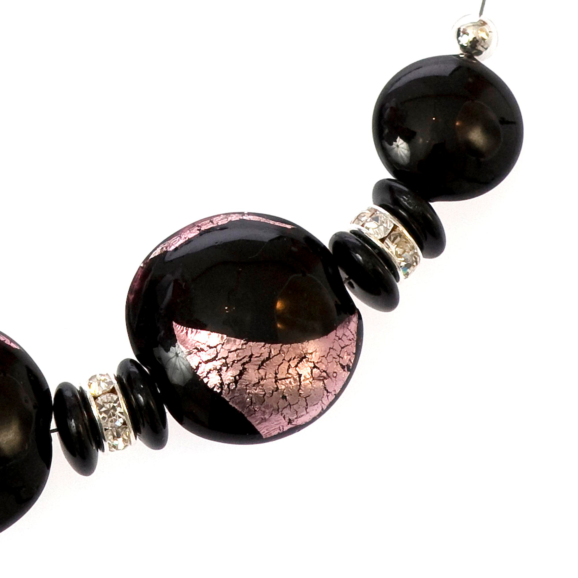 Hinreißendes Murano Glas Collier "Perth" Halskette-rosa-silber