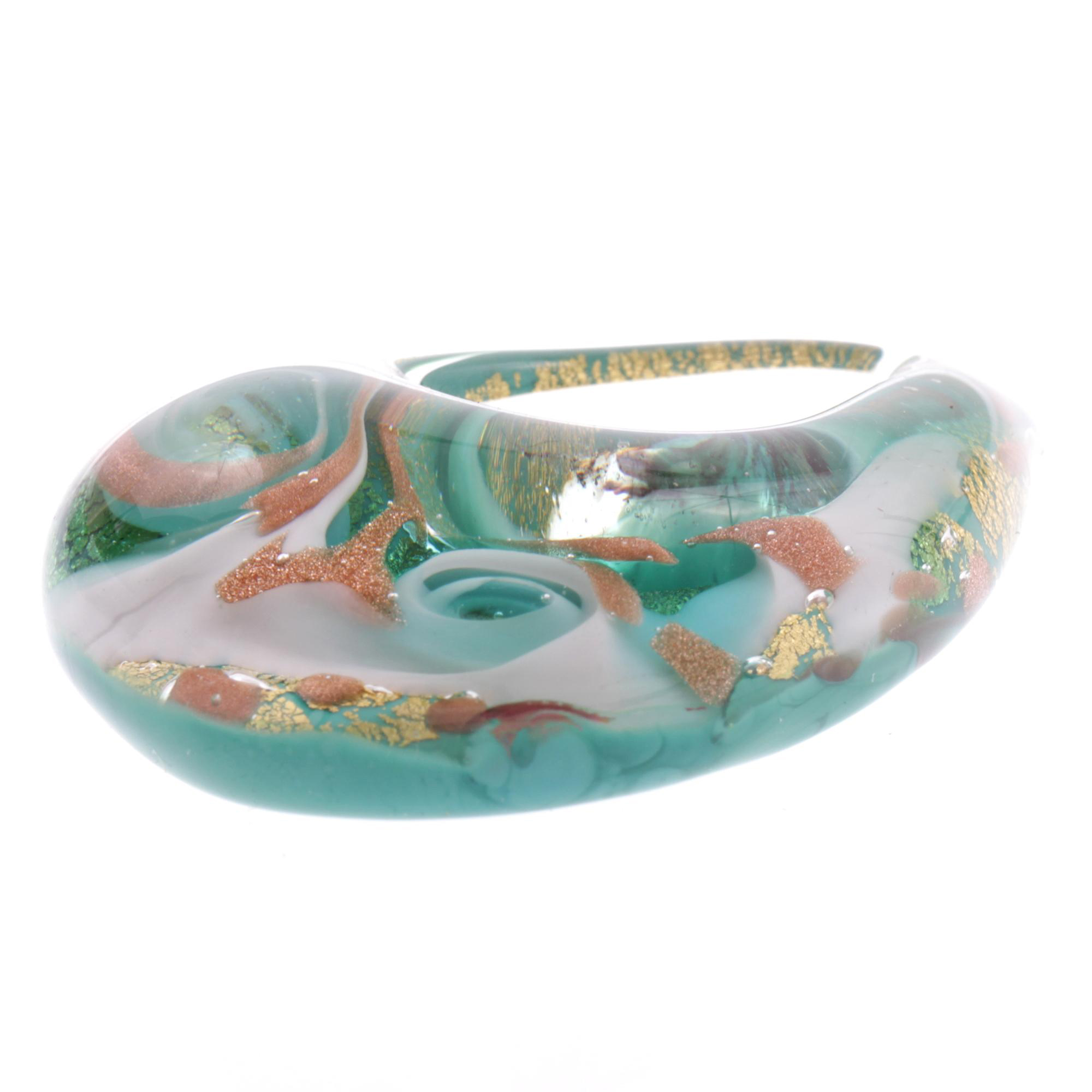 Erlesener Murano Glas Anhänger Model "Drop"-grün-gold